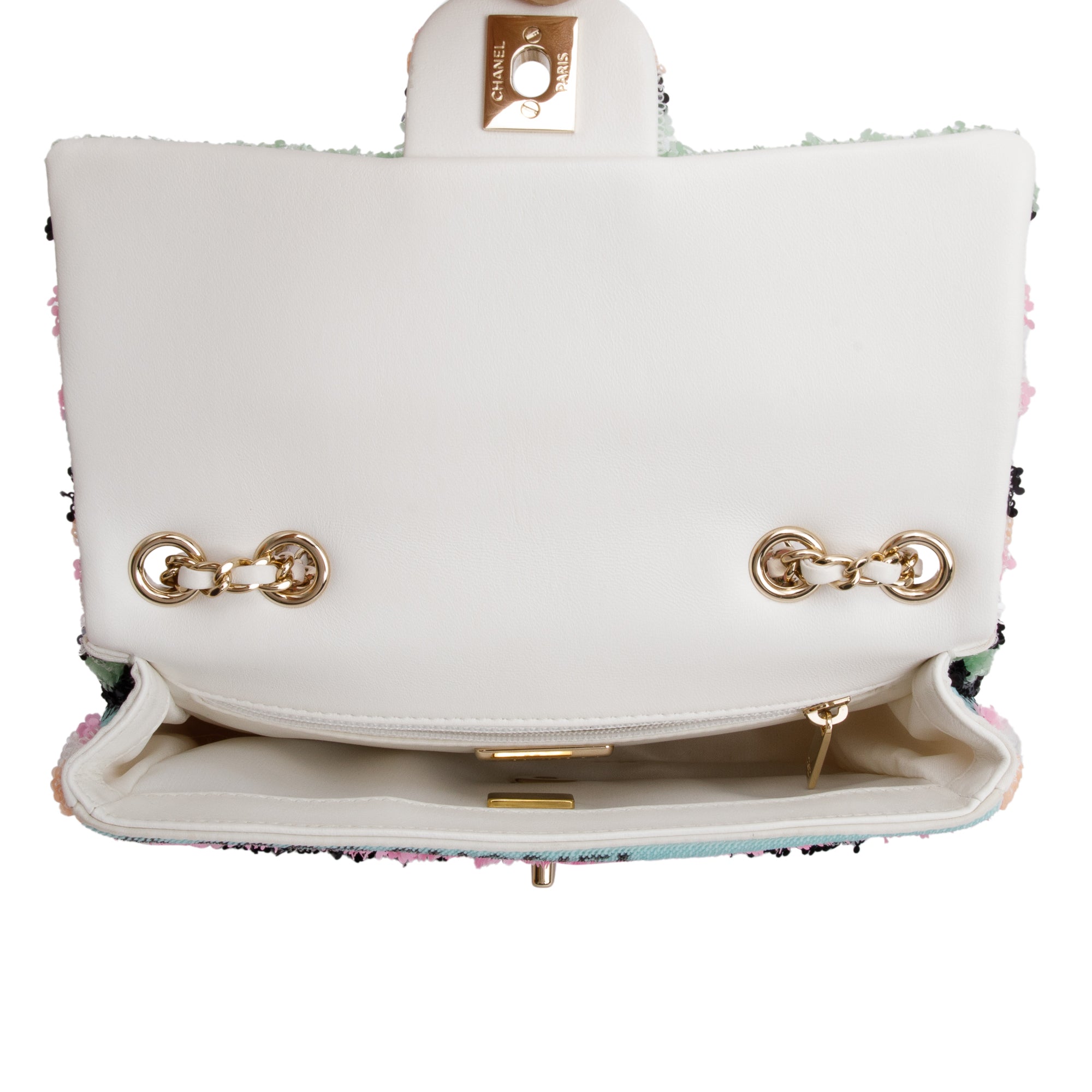 Chanel 2022 Multicolor Sequin Coco Logo Mini Flap Bag