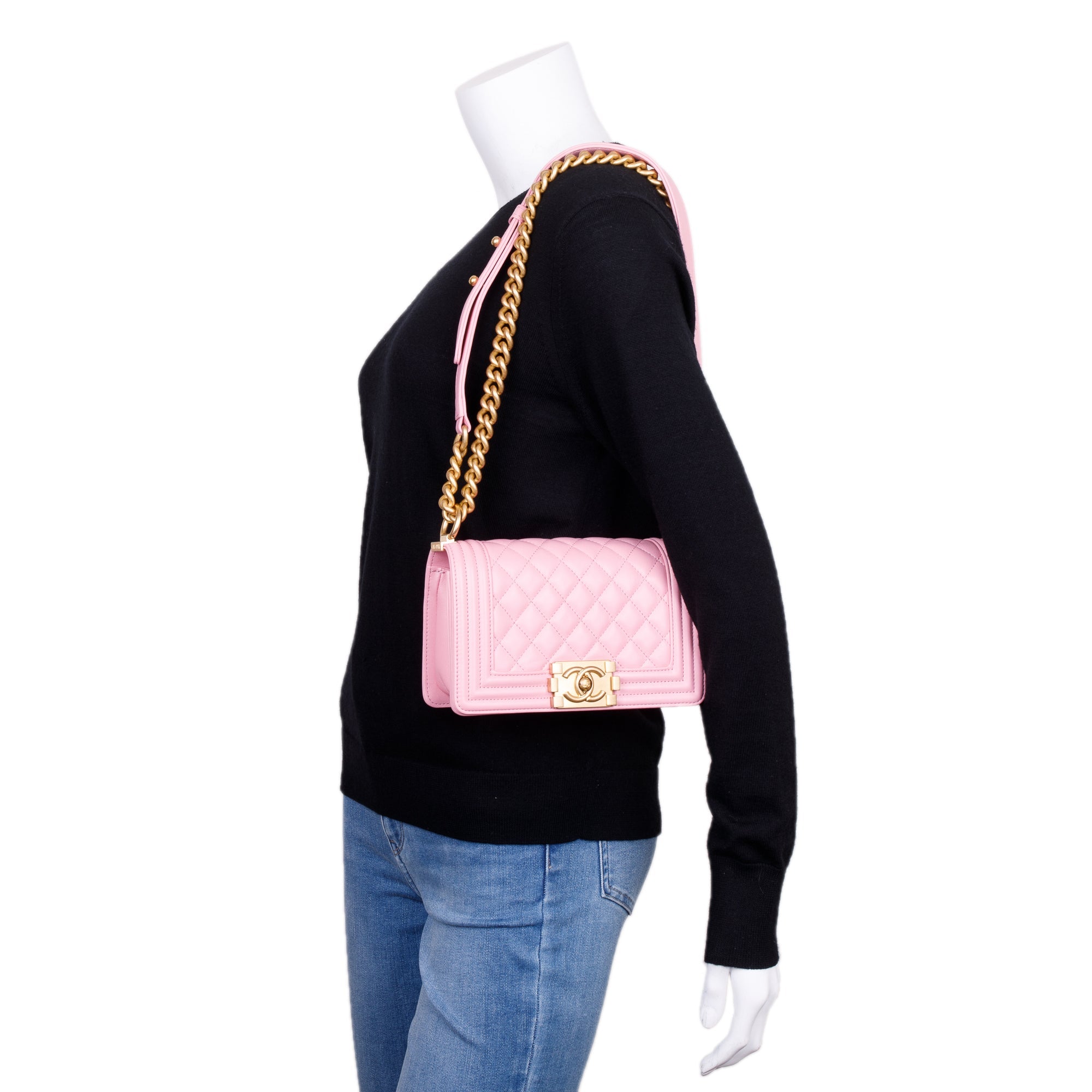 Chanel 2022 Pink Calfskin Leather Small Boy Bag w/ Box