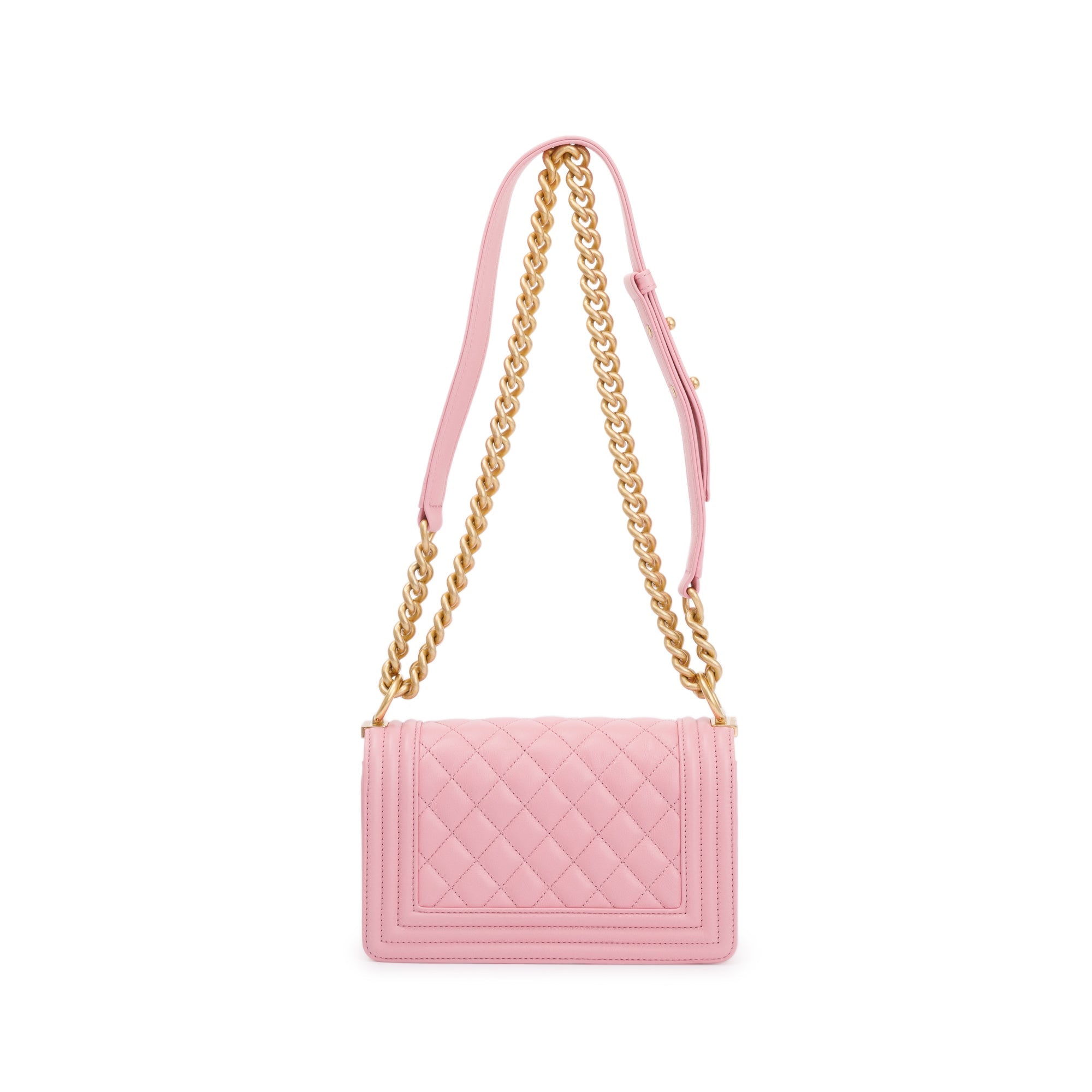 Chanel 2022 Pink Calfskin Leather Small Boy Bag w/ Box