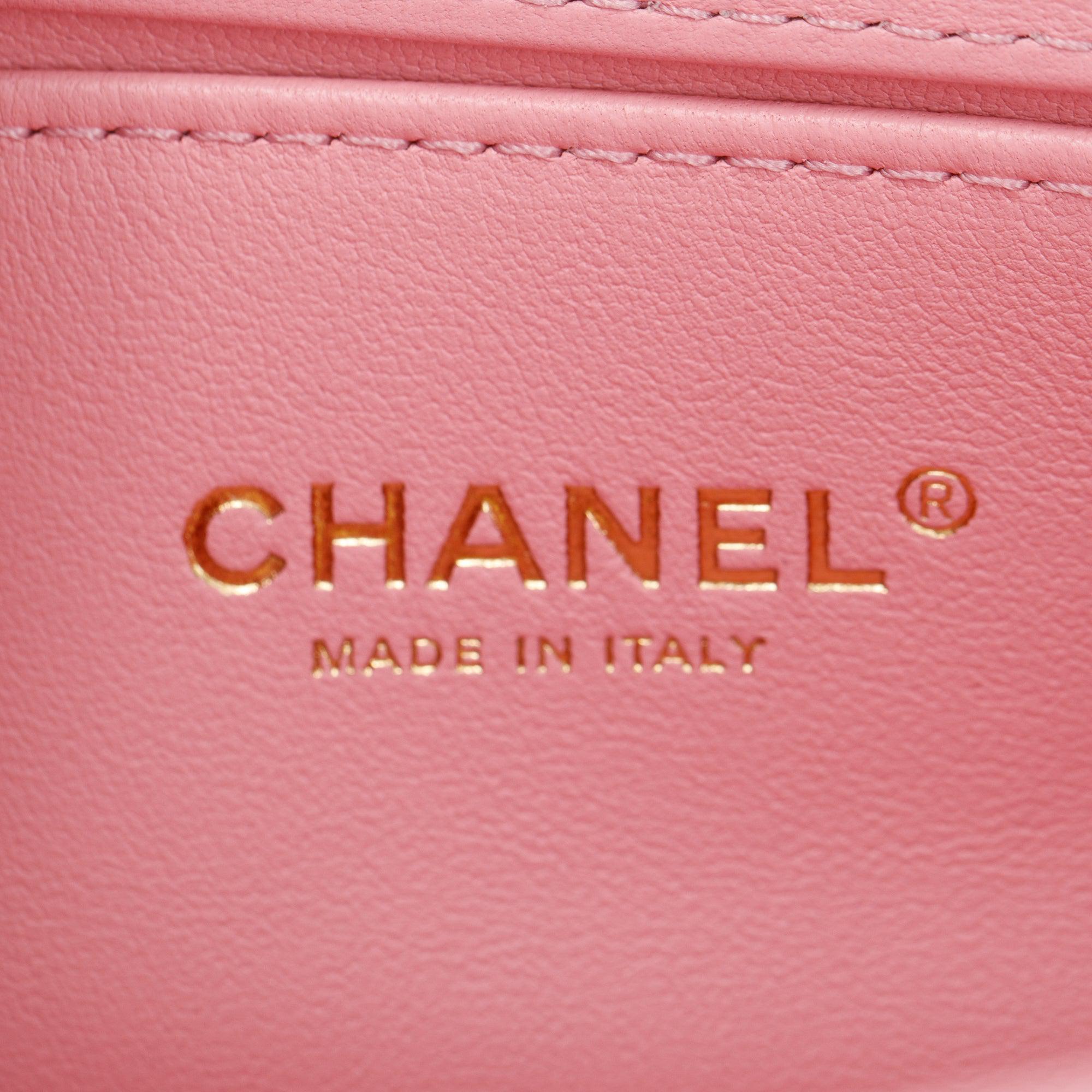 Chanel 2022 Pink Calfskin Leather Small Boy Bag w/ Box