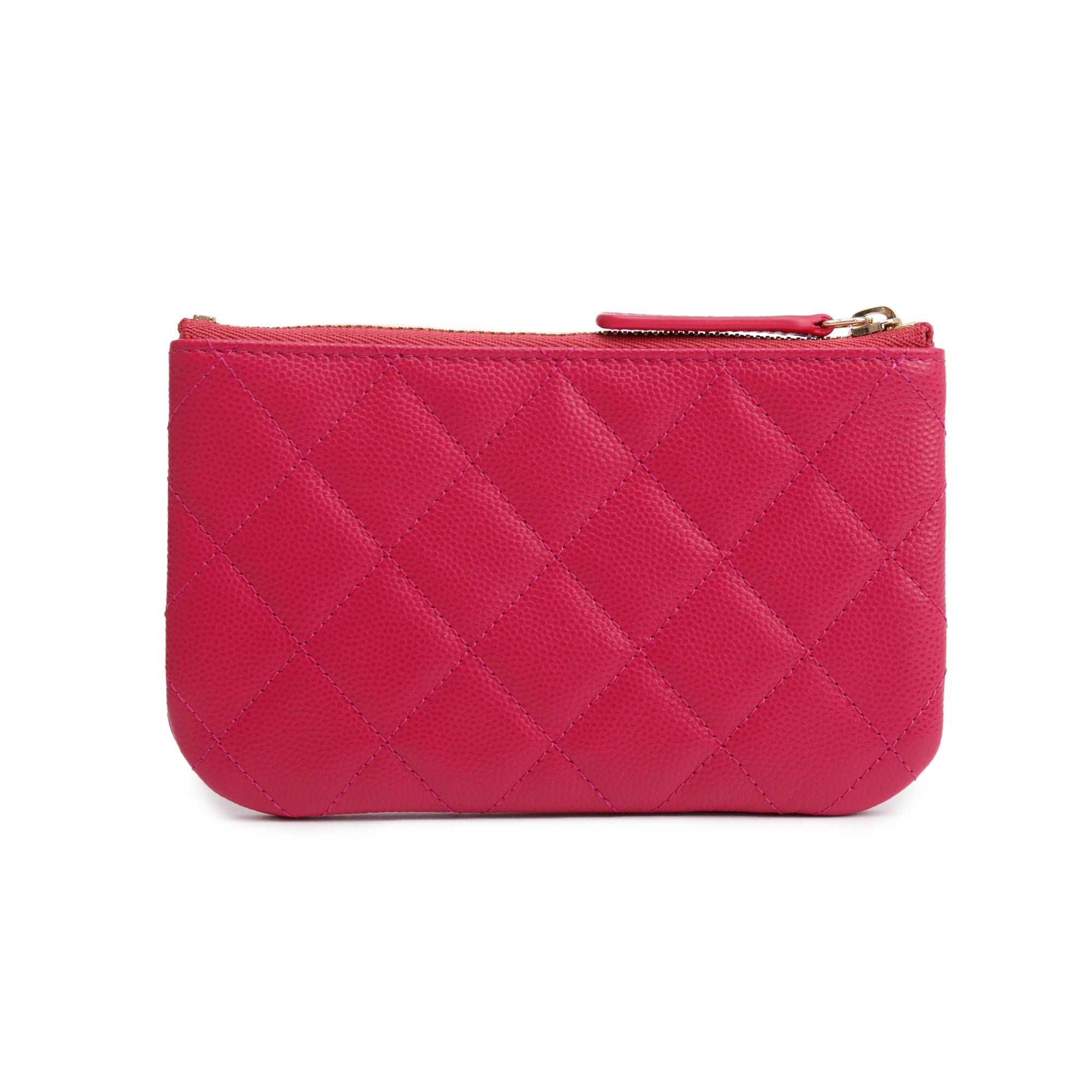 Chanel 2022 Pink Caviar Classic Mini O-Case Pouch w/ Box & Receipt