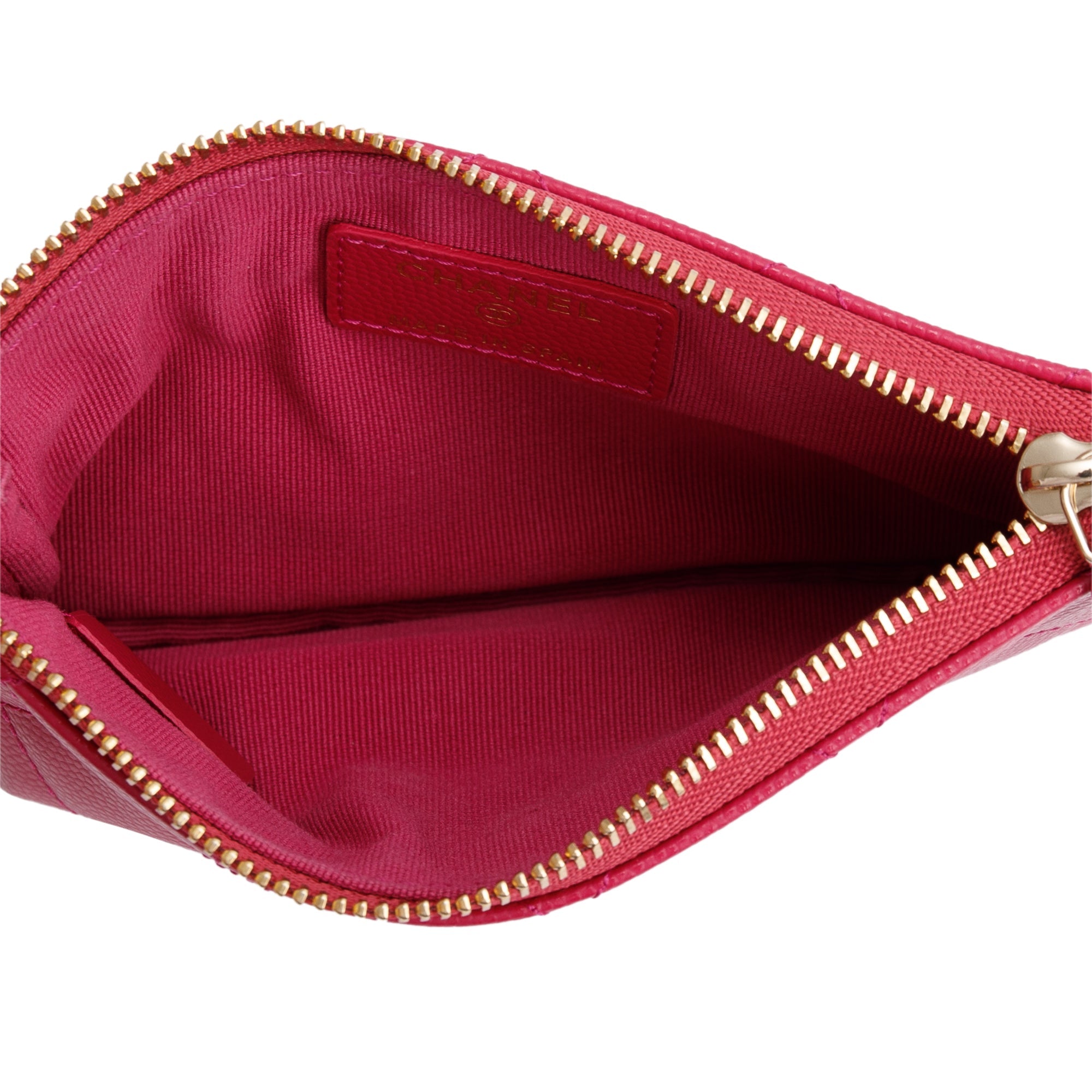 Chanel 2022 Pink Caviar Classic Mini O-Case Pouch w/ Box & Receipt