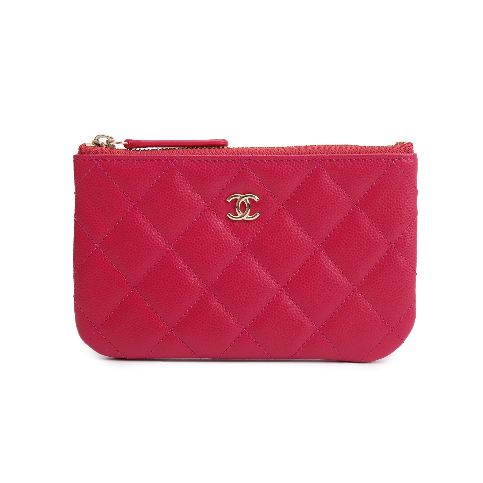 Chanel 2022 Pink Caviar Classic Mini O-Case Pouch w/ Box & Receipt