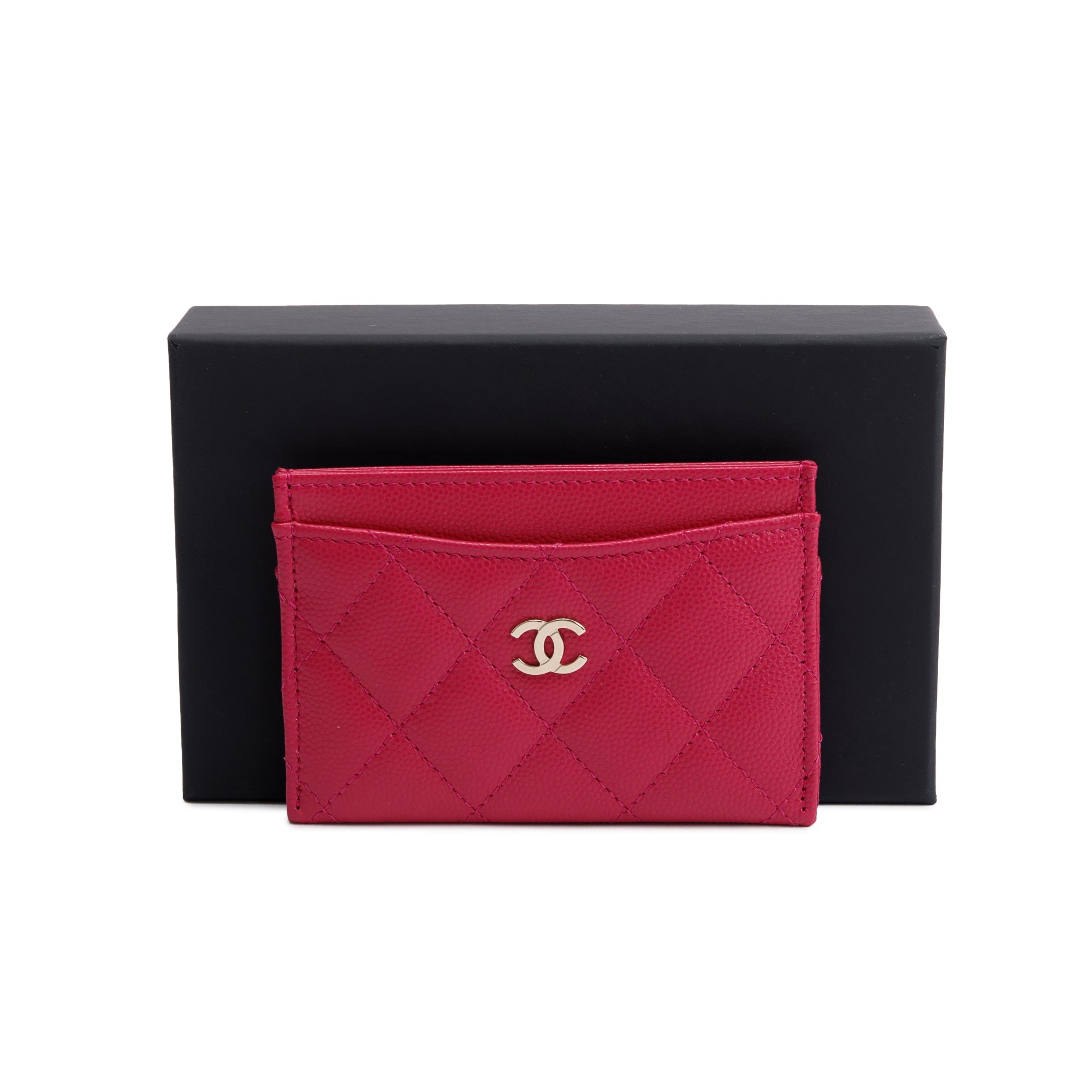Chanel 2022 Pink Caviar Leather Classic Card Holder w/ Box