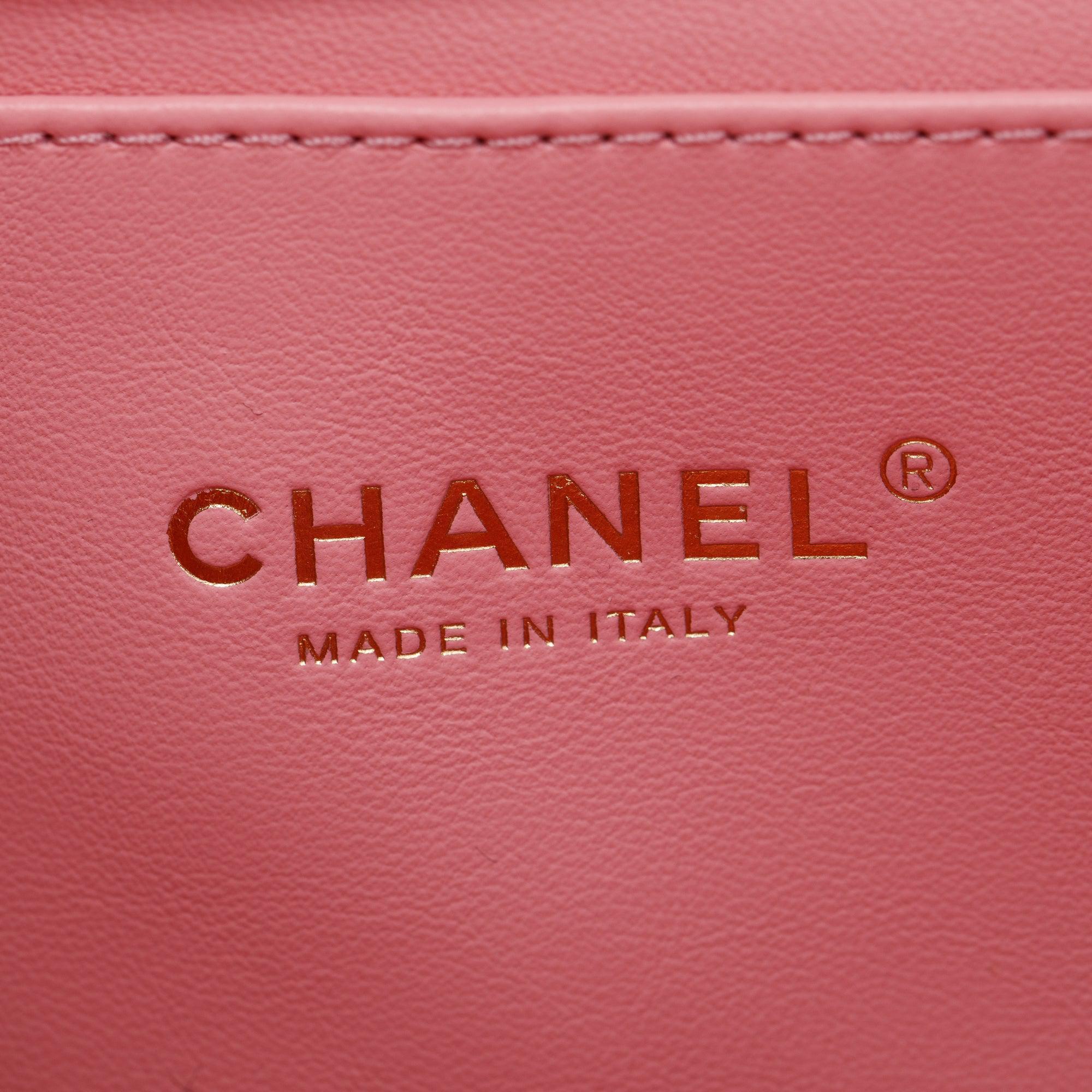 Chanel 2022 Pink Caviar Leather Mini Coco First Flap Bag w/ Box