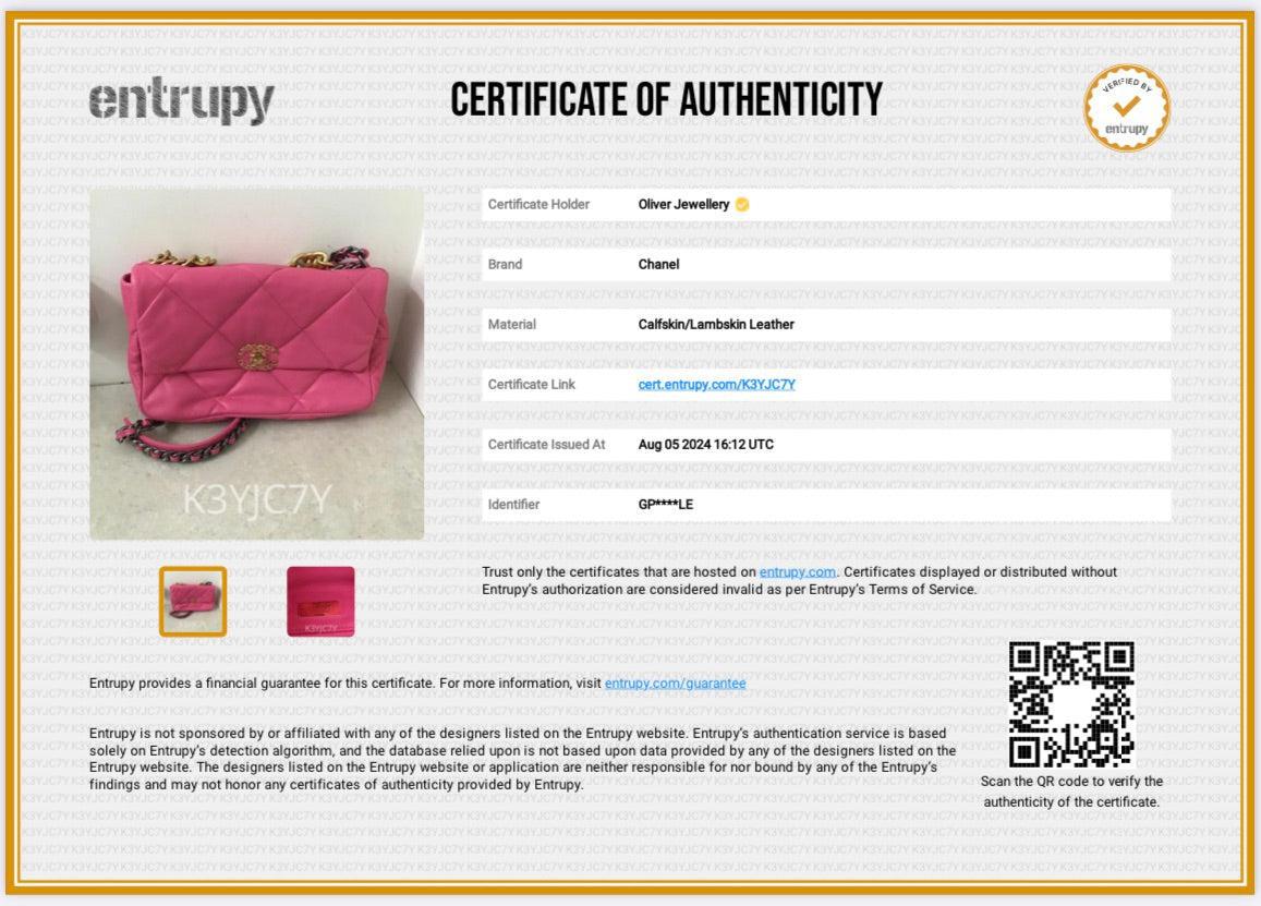 Chanel 2022 Pink Lambskin Leather Large 19 Flap Bag w/ Box & Receipt