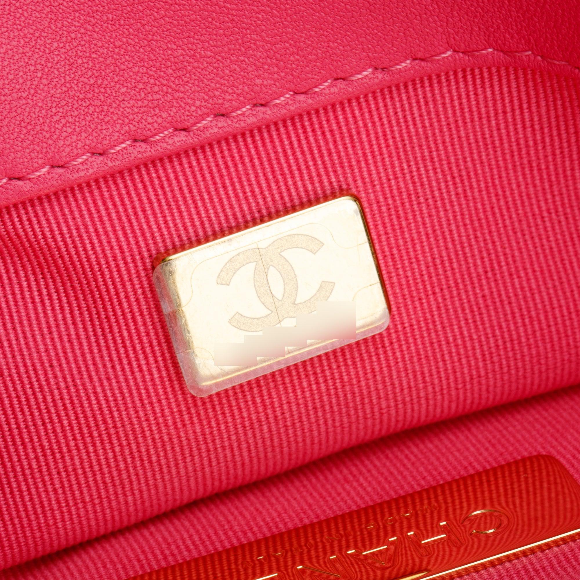 Chanel 2022 Pink Lambskin Leather Large 19 Flap Bag w/ Box & Receipt