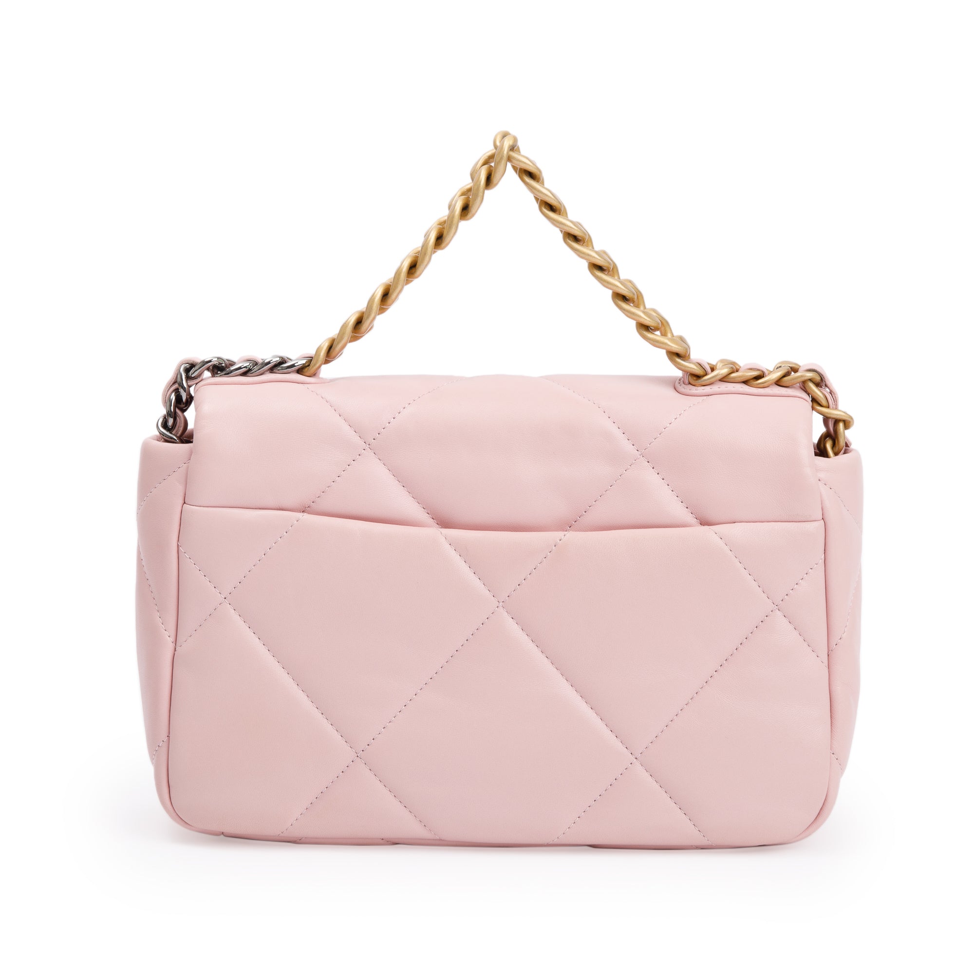 Chanel 2022 Pink Lambskin Leather Medium 19 Flap Bag w/ Box & Receipt