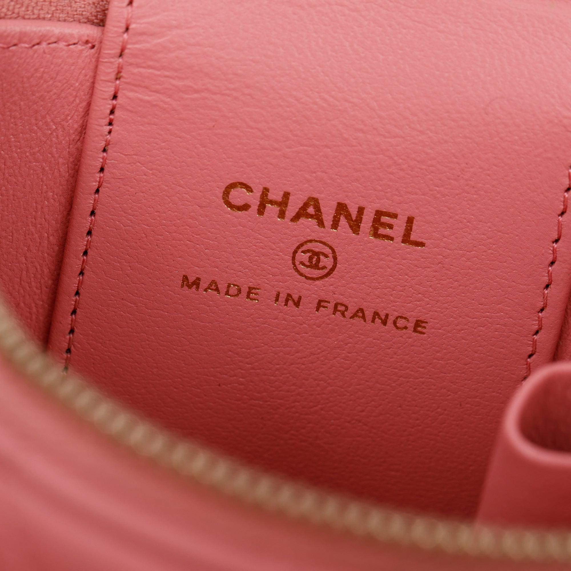 Chanel 2022 Pink Lambskin Leather Mini Vanity Case w/ Box