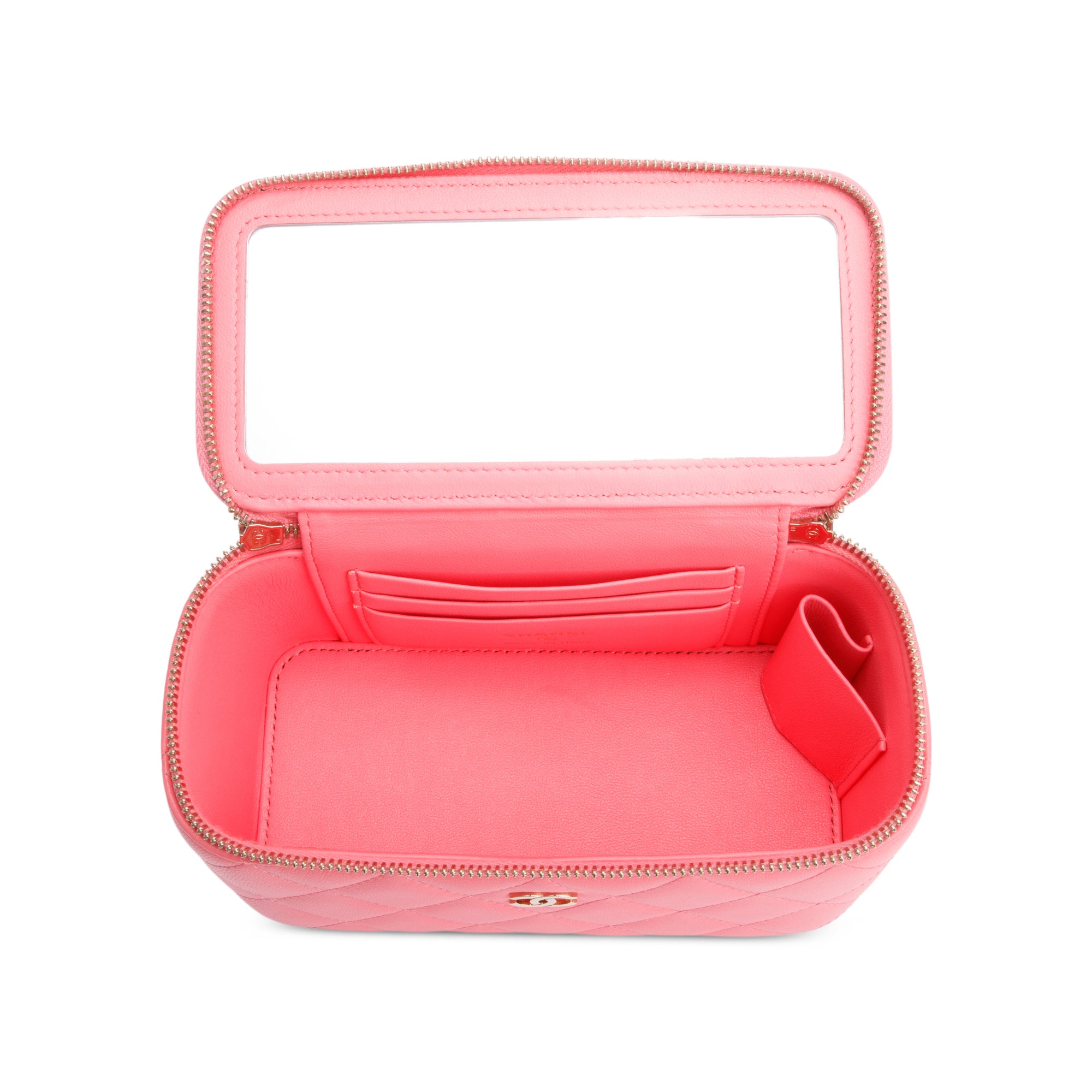 Chanel 2022 Pink Quilted Caviar Leather Small Vanity Case