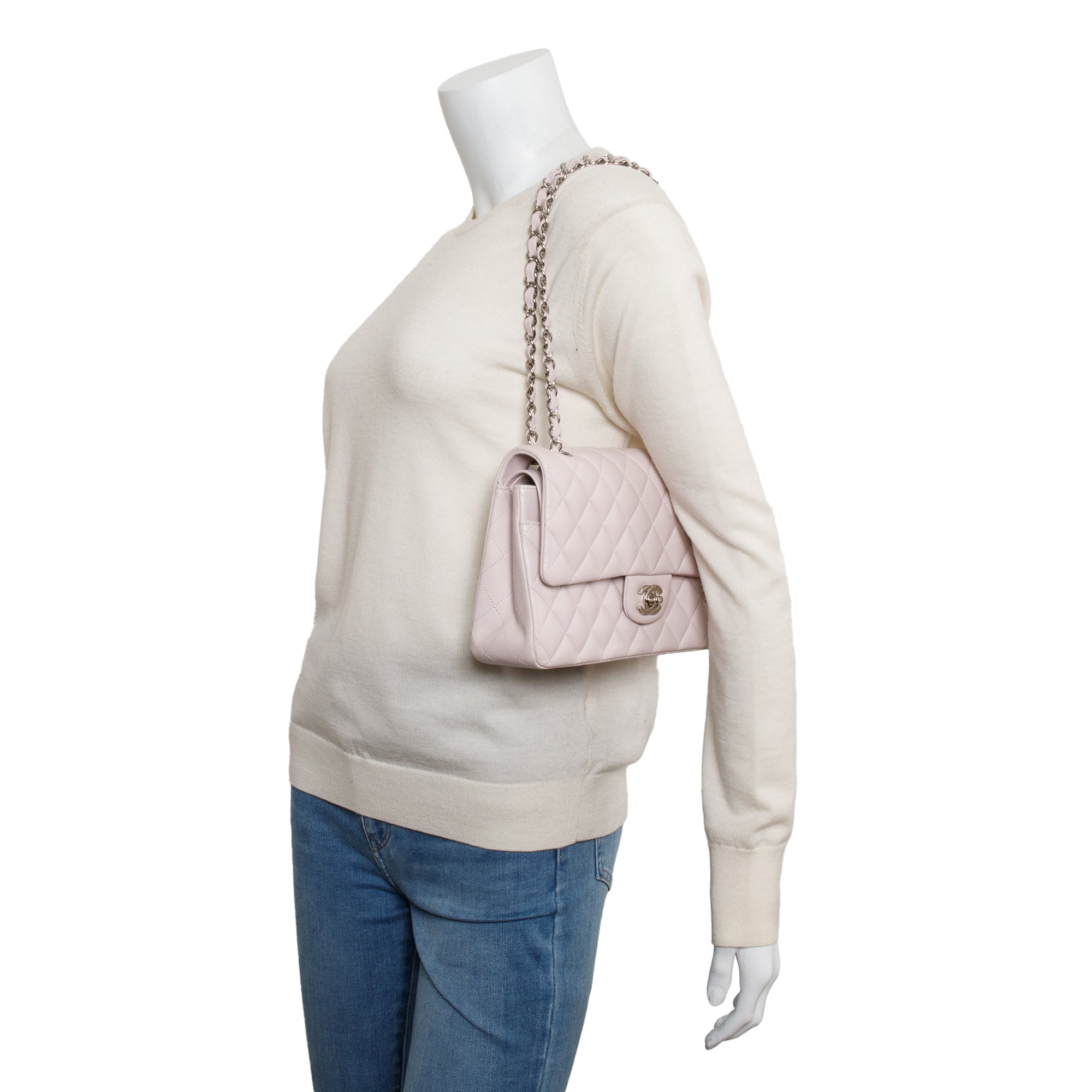 Chanel 2022 Pink Quilted Lambskin Leather Classic Medium Double Flap Bag