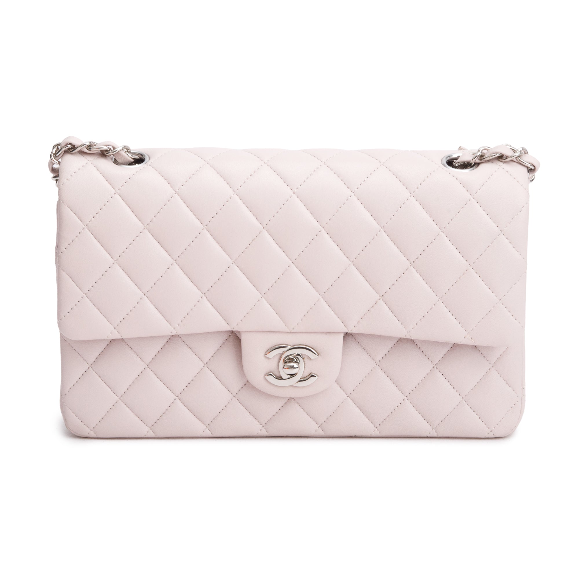 Chanel 2022 Pink Quilted Lambskin Leather Classic Medium Double Flap Bag