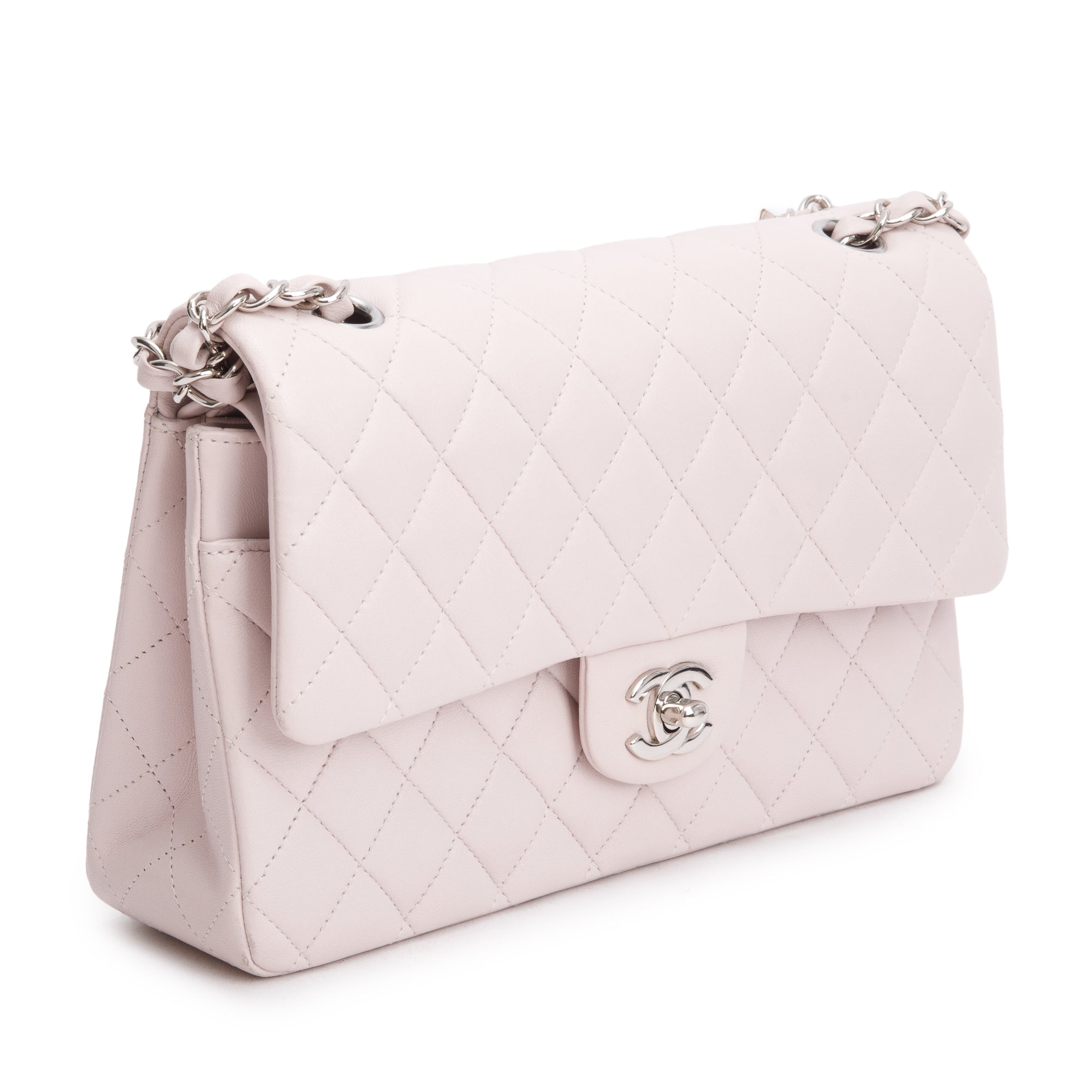 Chanel 2022 Pink Quilted Lambskin Leather Classic Medium Double Flap Bag