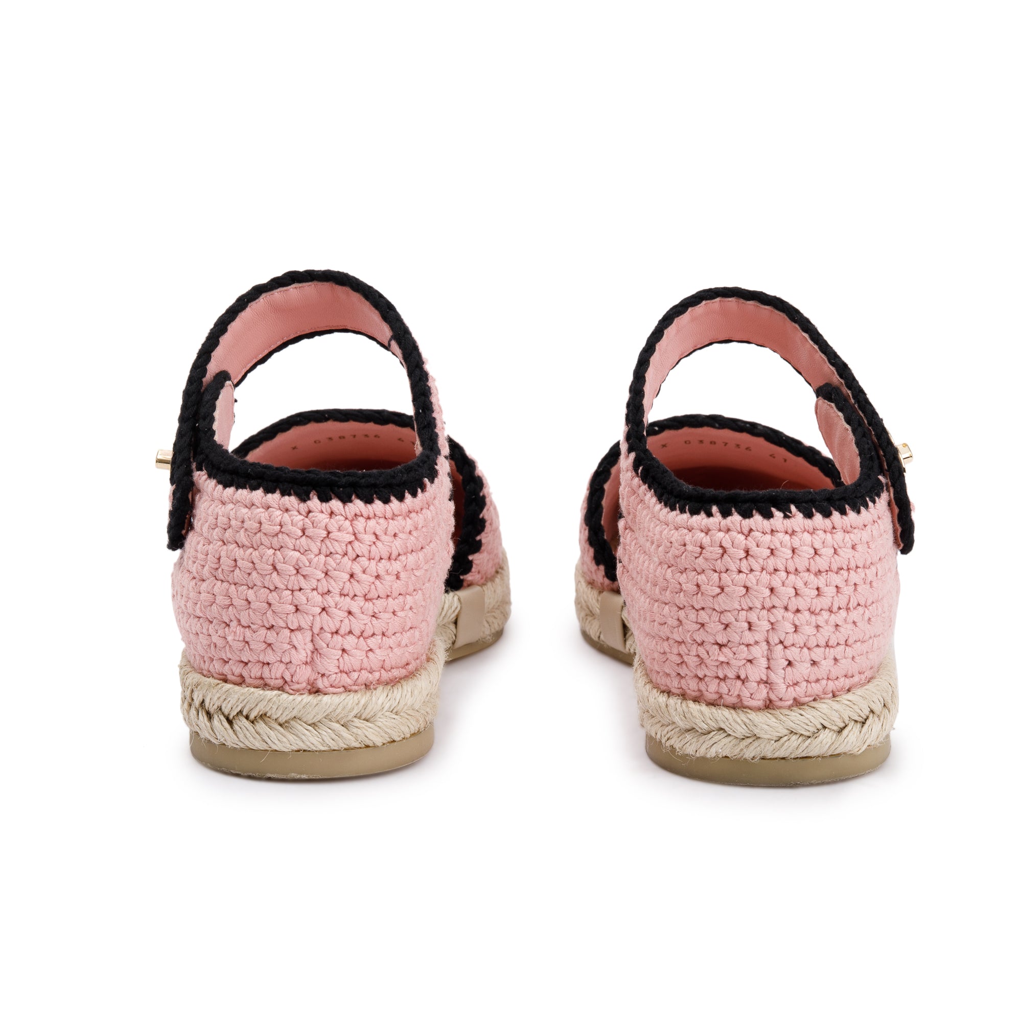 Chanel 2022 Pink/Black Braided Knit Interlocking CC Logo Ankle Strap Espadrilles, Size 41 w/ Box & Receipt