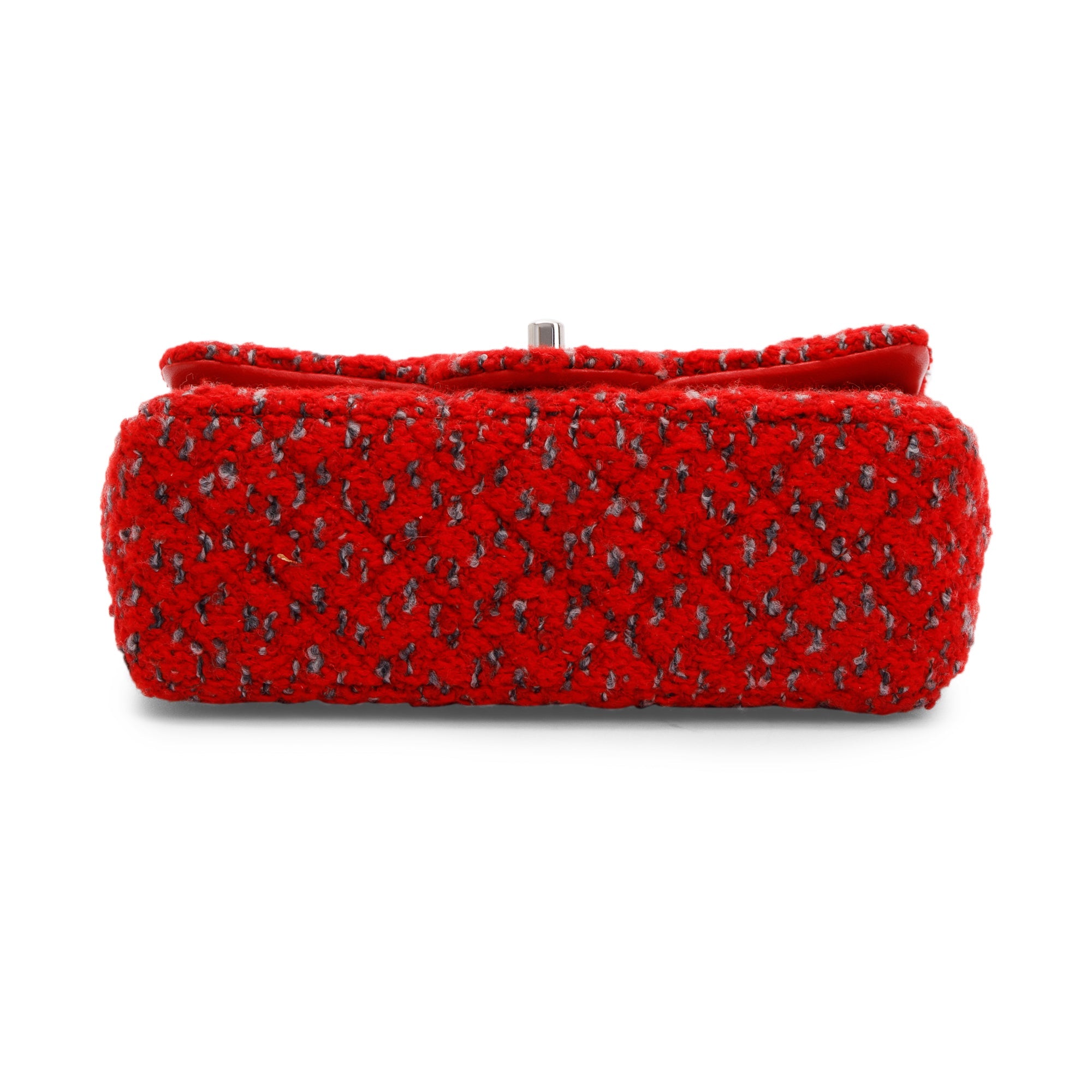 Chanel 2022 Red Tweed Classic Mini Rectangular Flap Bag