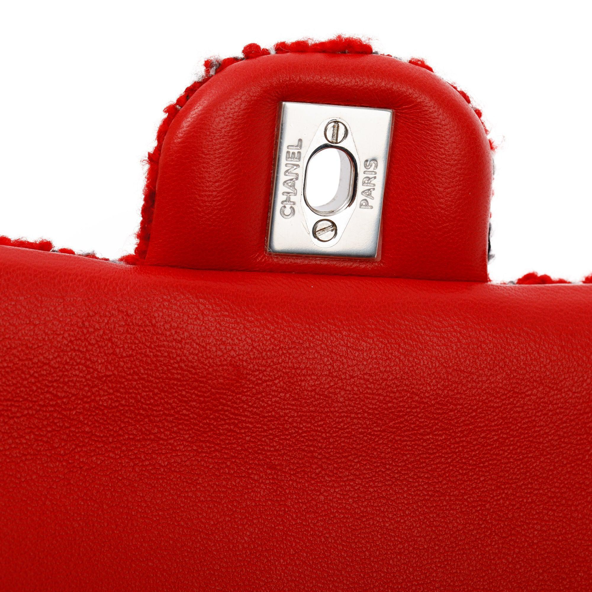 Chanel 2022 Red Tweed Classic Mini Rectangular Flap Bag