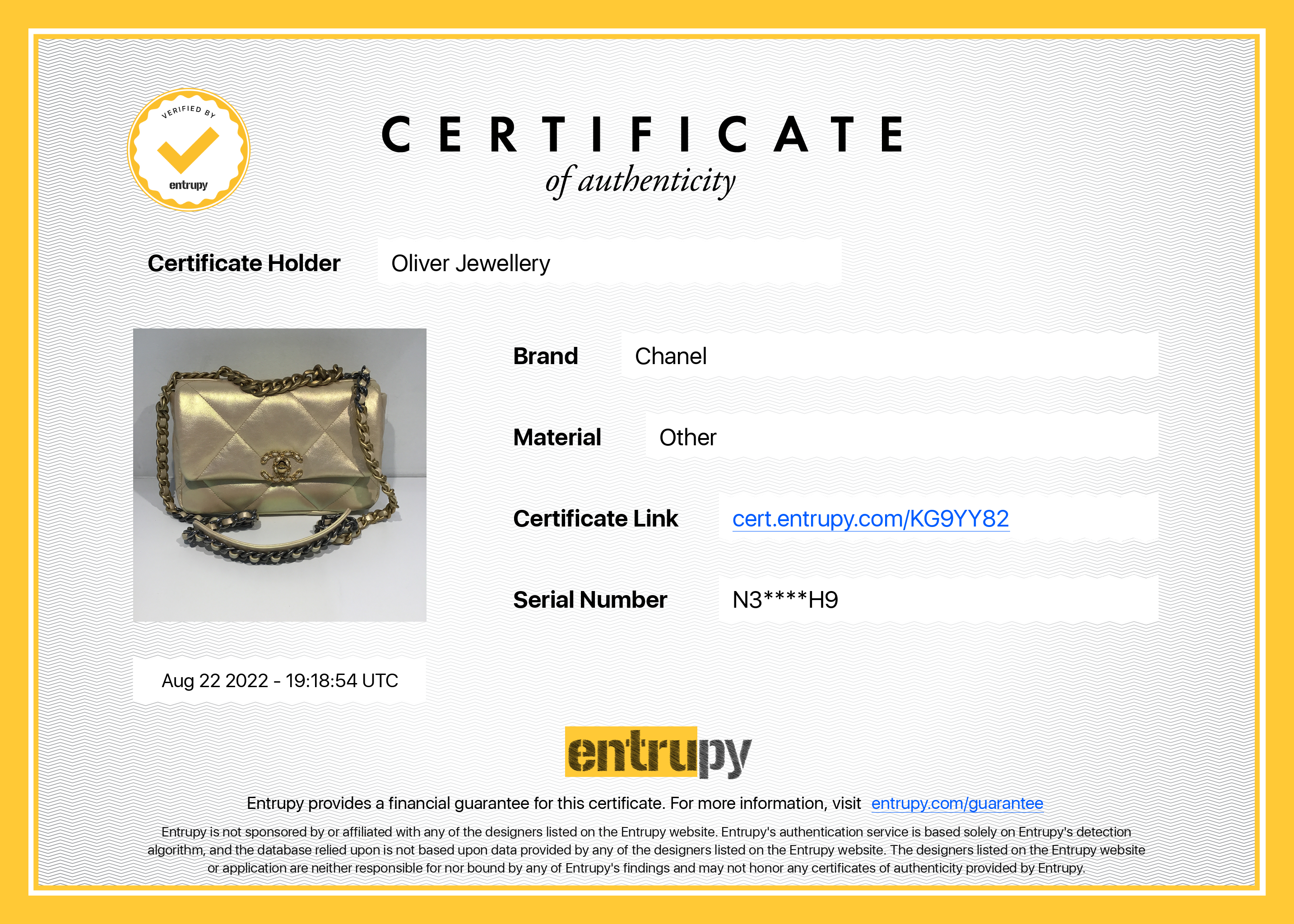 Chanel 2022 Rose Iridescent Medium 19 Flap Bag w/ Box & Receipt