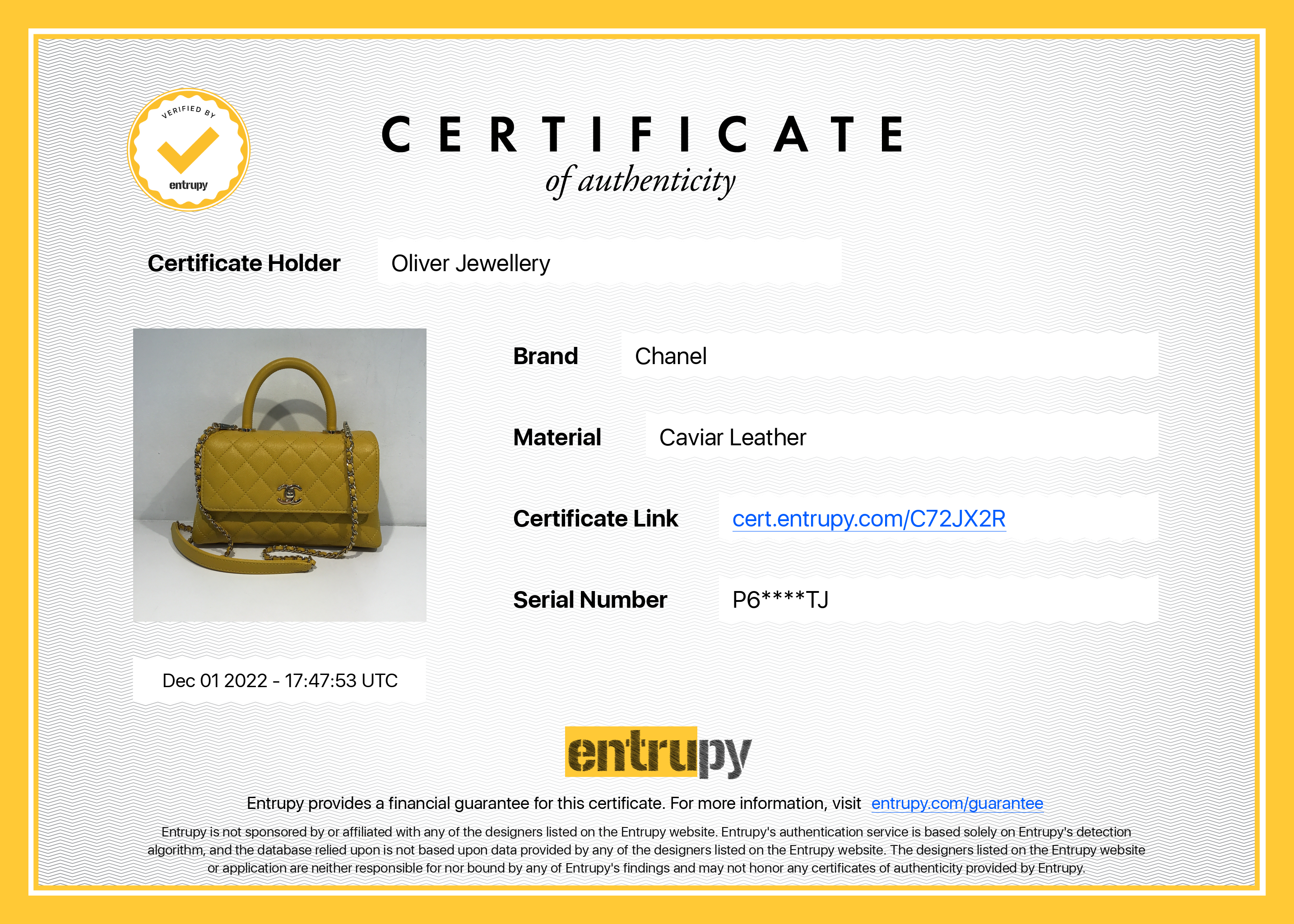 Chanel 2022 Small Coco Handle Bag w/ Box & Receipt