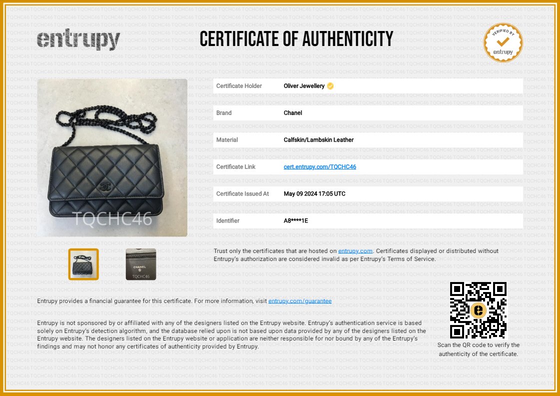 Chanel 2022 So Black Lambskin Leather Classic Wallet on Chain w/ Box