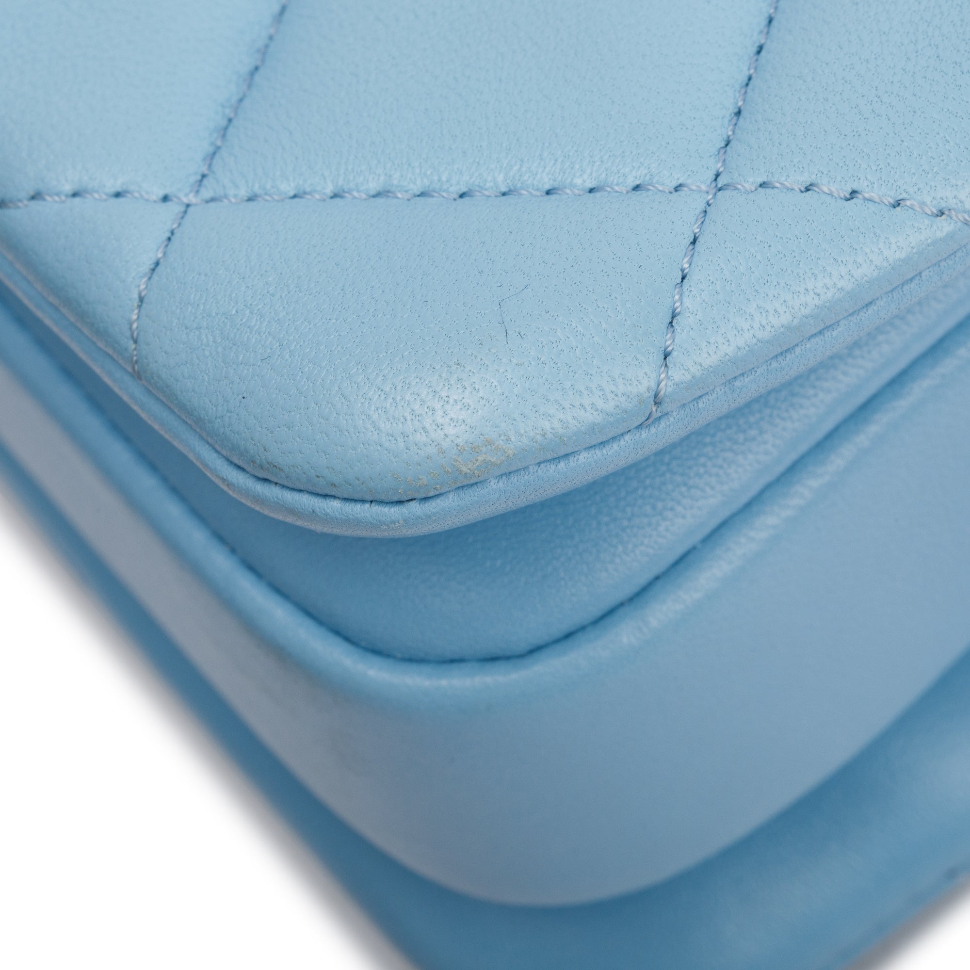 Chanel 2022 Tiffany Blue Lambskin Leather Small Trendy CC Top Handle Flap Bag