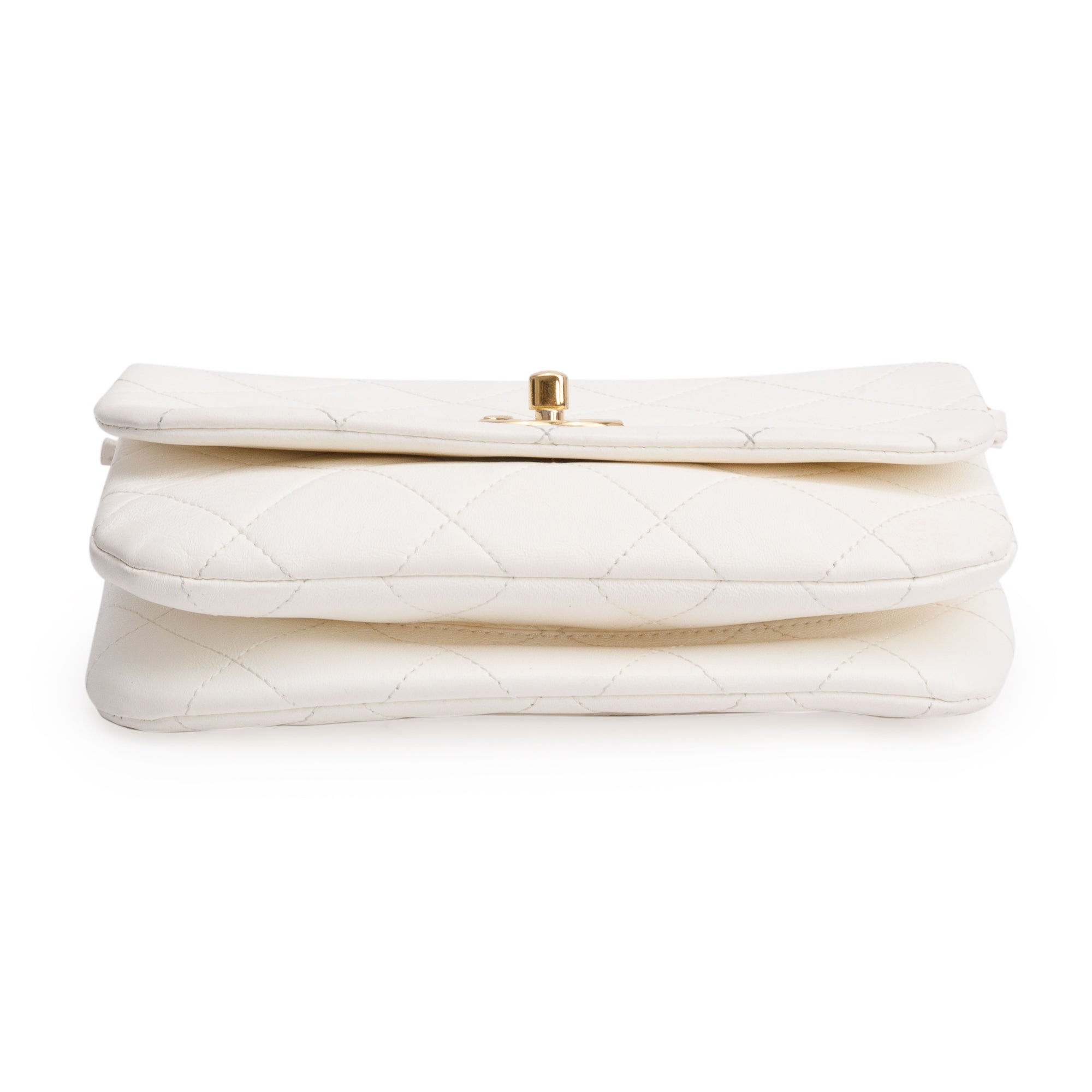 Chanel 2022 White Calfskin Leather Enamel Color Match Small Flap Bag