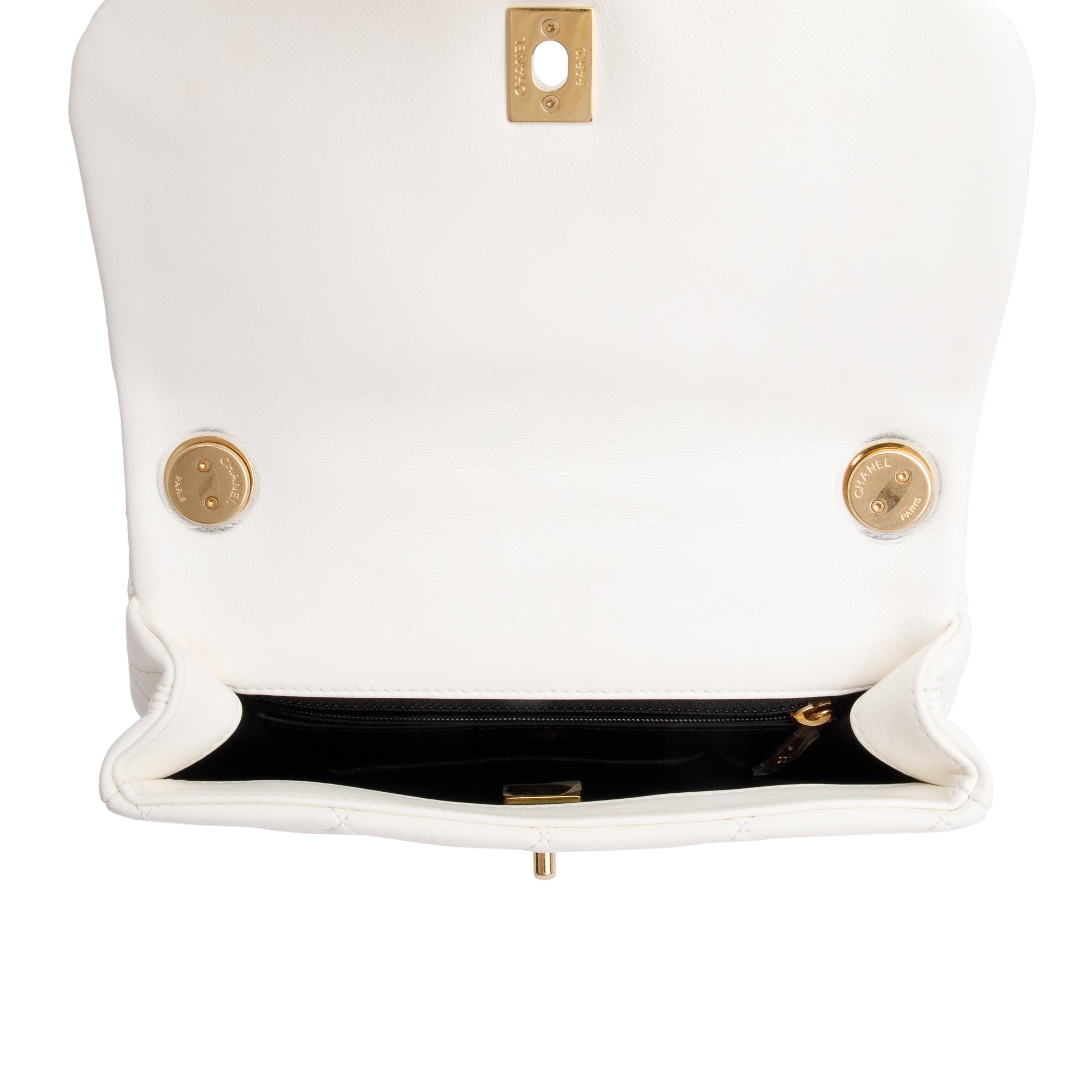 Chanel 2022 White Calfskin Leather Enamel Color Match Small Flap Bag