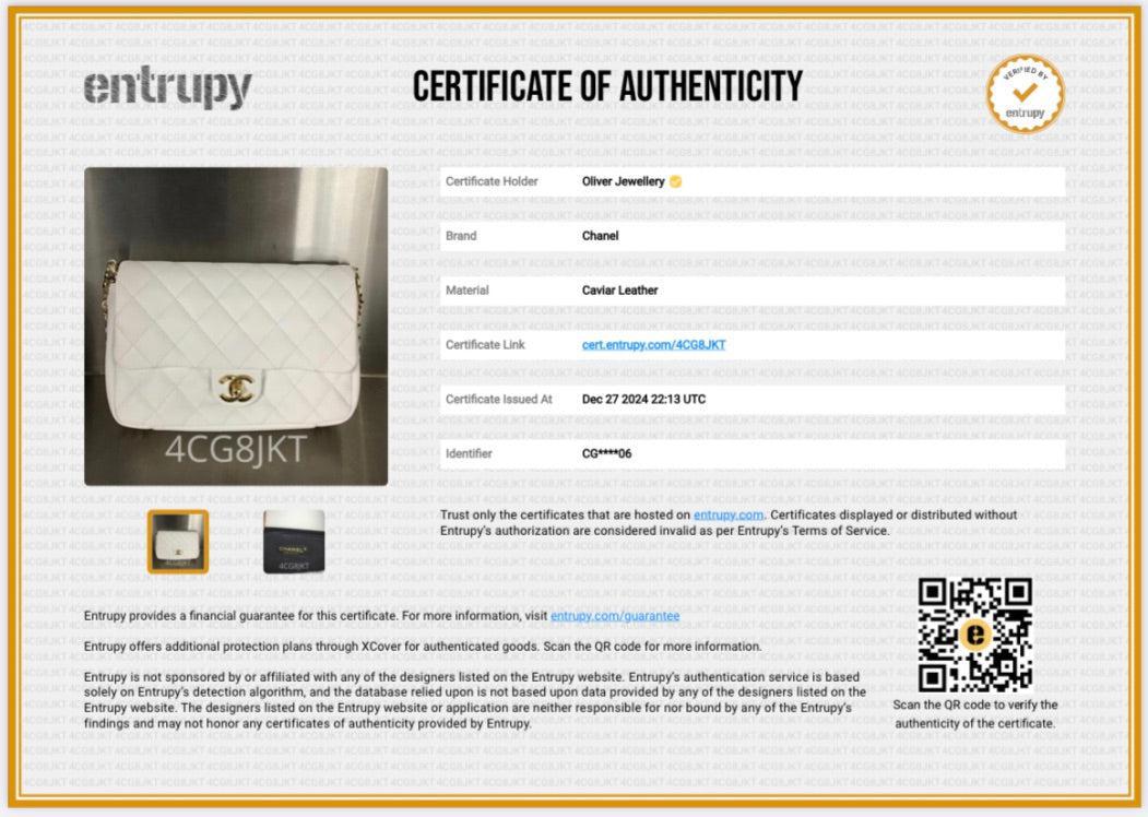 Chanel 2022 White Caviar Quilted Leather Small CC You Flap Bag w/ Box & Receipt