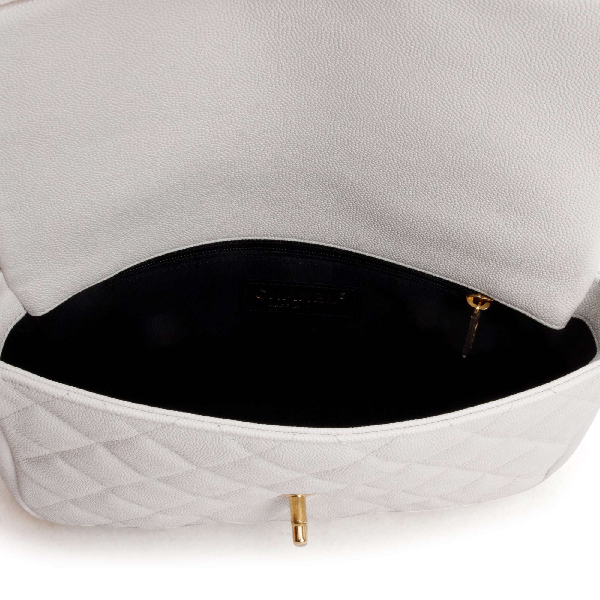 Chanel 2022 White Caviar Quilted Leather Small CC You Flap Bag w/ Box & Receipt