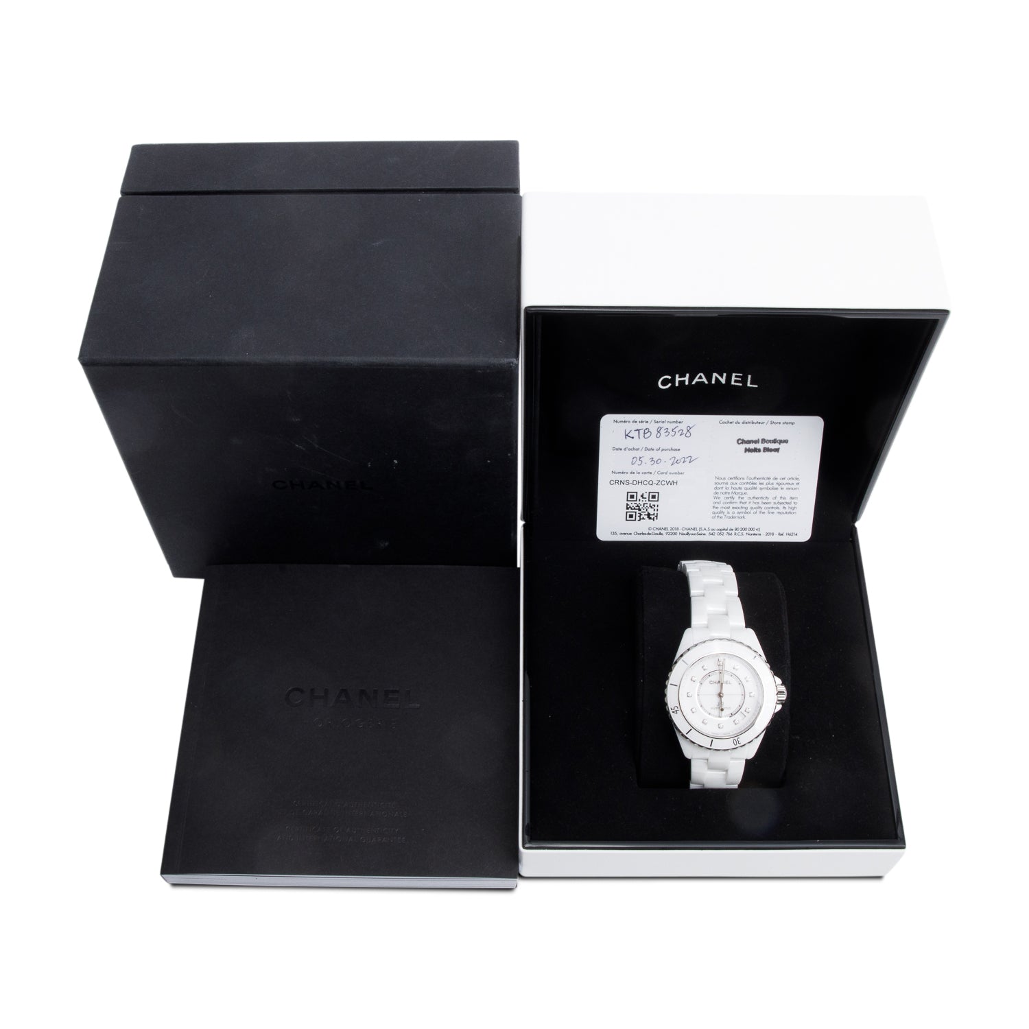 Chanel 2022 White Ceramic J12 38 MM Automatic Watch Diamond Dial w/ Box & Papers