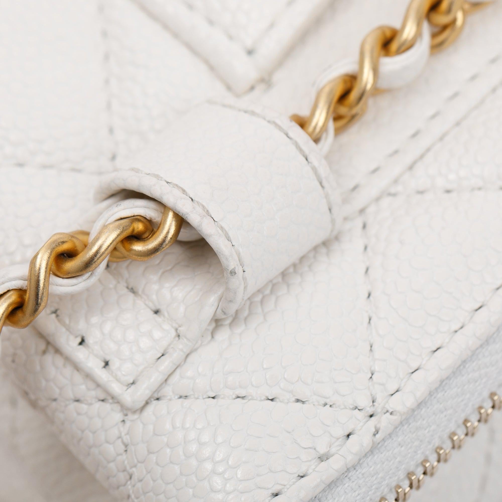 Chanel 2022 White Quilted Caviar Leather Pick Me Up Belt Bag w/ Box
