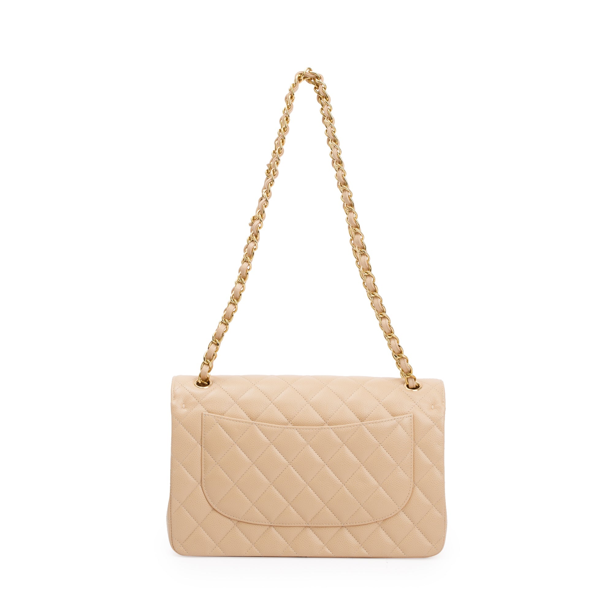 Chanel 2023 Beige Caviar Classic Jumbo Double Flap Bag w/ Box