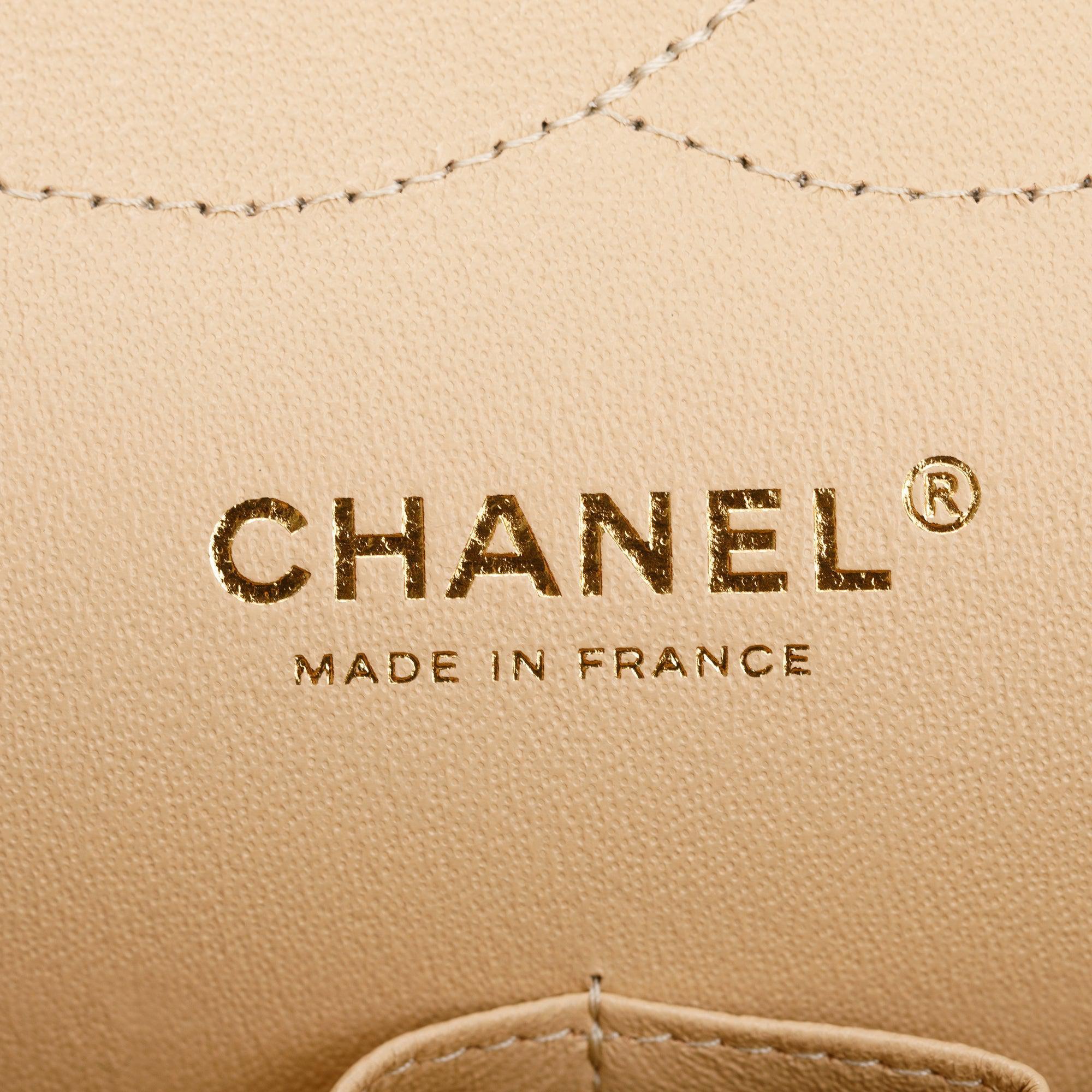 Chanel 2023 Beige Caviar Classic Jumbo Double Flap Bag w/ Box