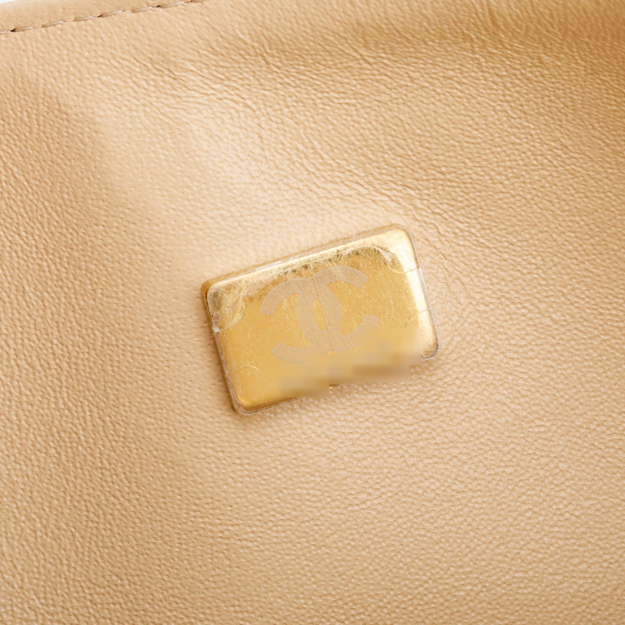 Chanel 2023 Beige Lambskin Leather Medium Classic Double Classic Flap Bag w/ Box