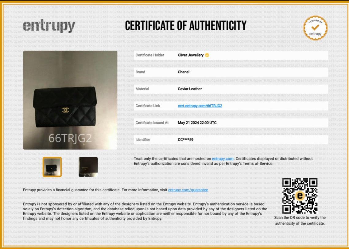 Chanel 2023 Black Caviar Leather Medium Classic Flap Wallet w/ Box