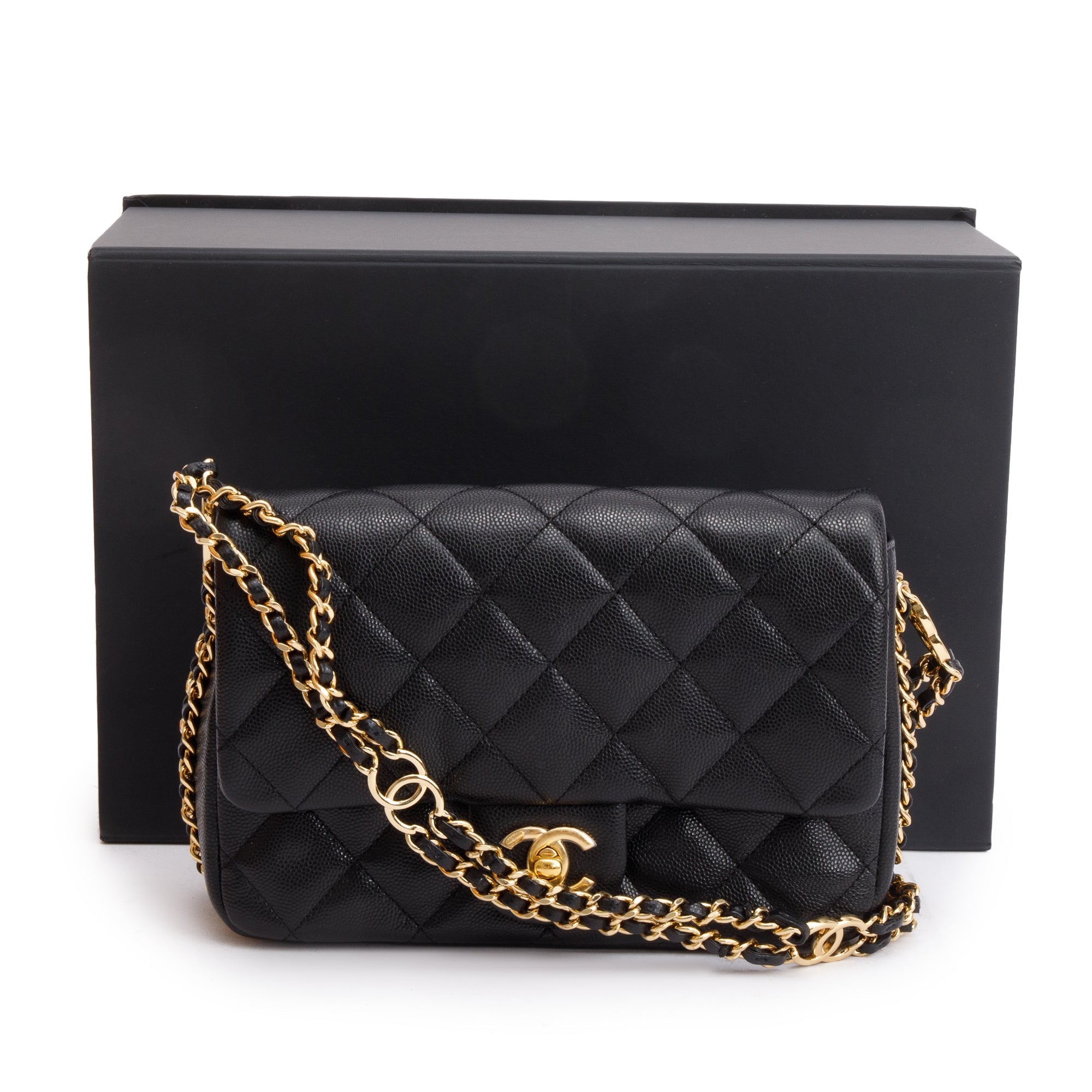 Chanel 2023 Black Caviar Quilted Leather Mini CC You Flap Bag