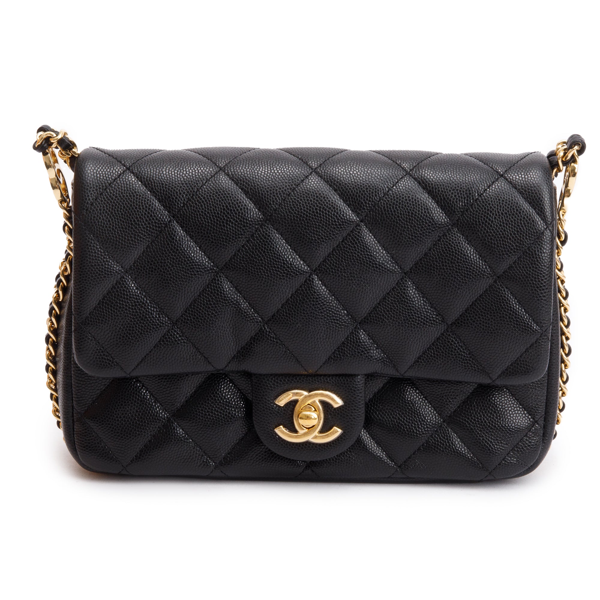 Chanel 2023 Black Caviar Quilted Leather Mini CC You Flap Bag