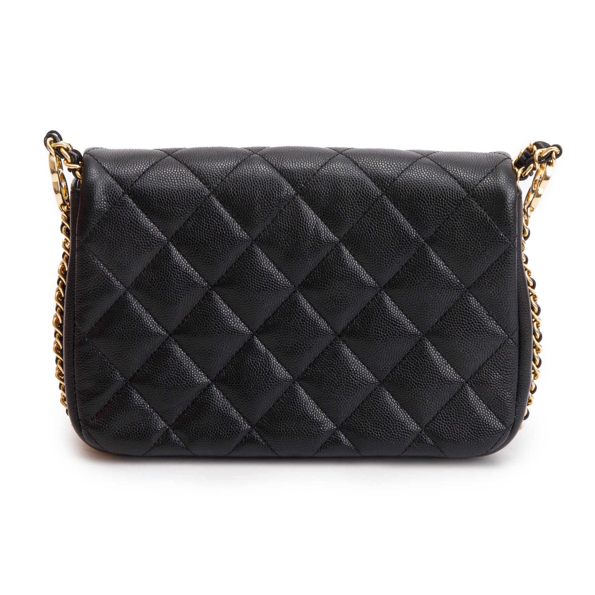 Chanel 2023 Black Caviar Quilted Leather Mini CC You Flap Bag