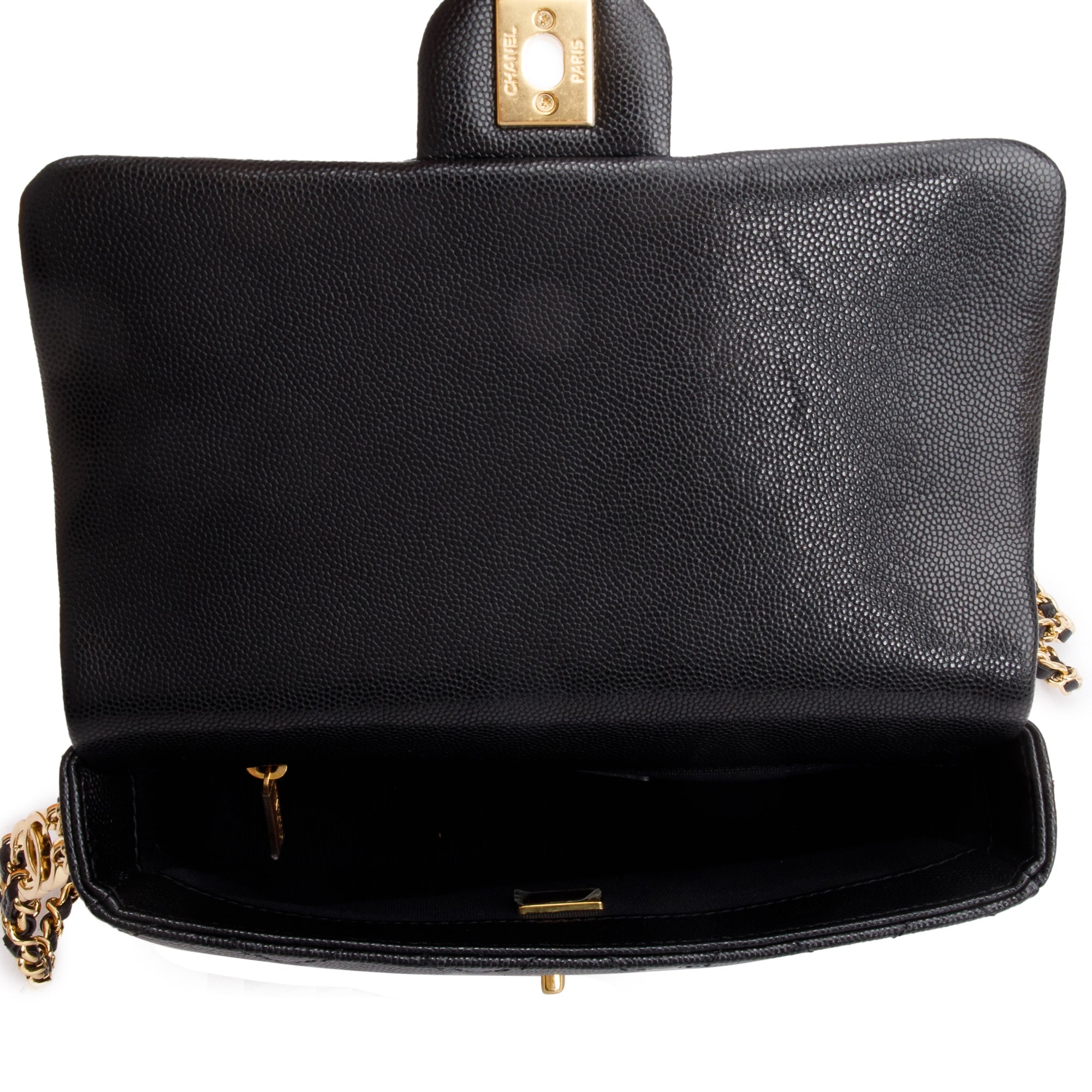 Chanel 2023 Black Caviar Quilted Leather Mini CC You Flap Bag