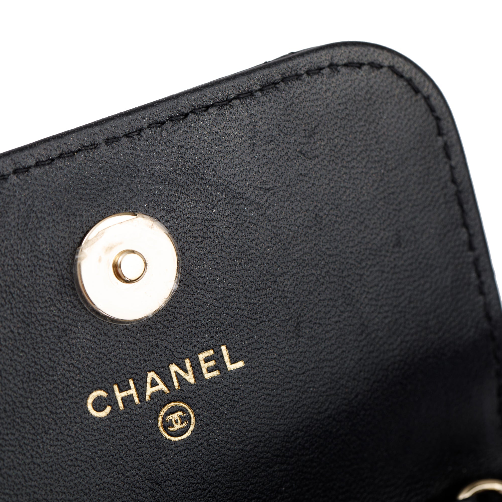 Chanel 2023 Black Quilted Calfskin Leather Candy CC Chain Phone Holder w/ Box