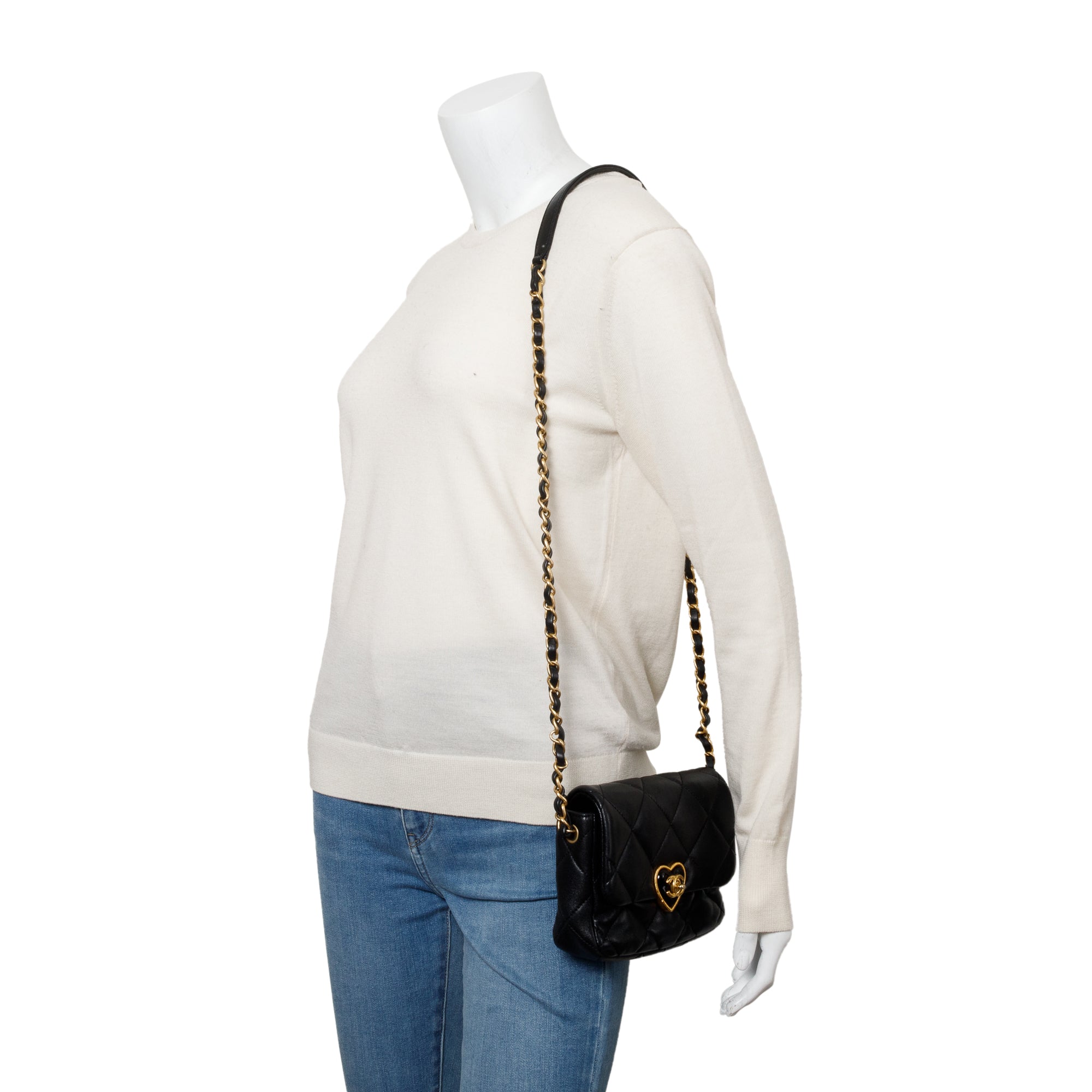 Chanel 2023 Black Quilted Calfskin Leather Coco Love Flap Bag w/ Box & Receipt