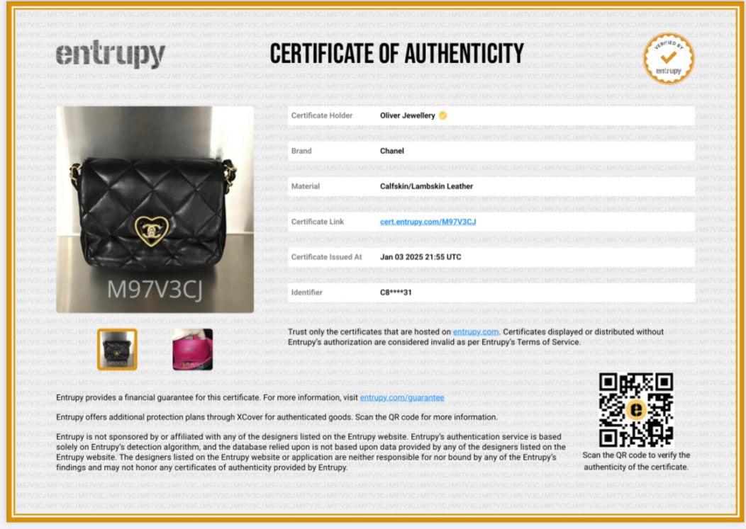 Chanel 2023 Black Quilted Calfskin Leather Coco Love Flap Bag w/ Box & Receipt