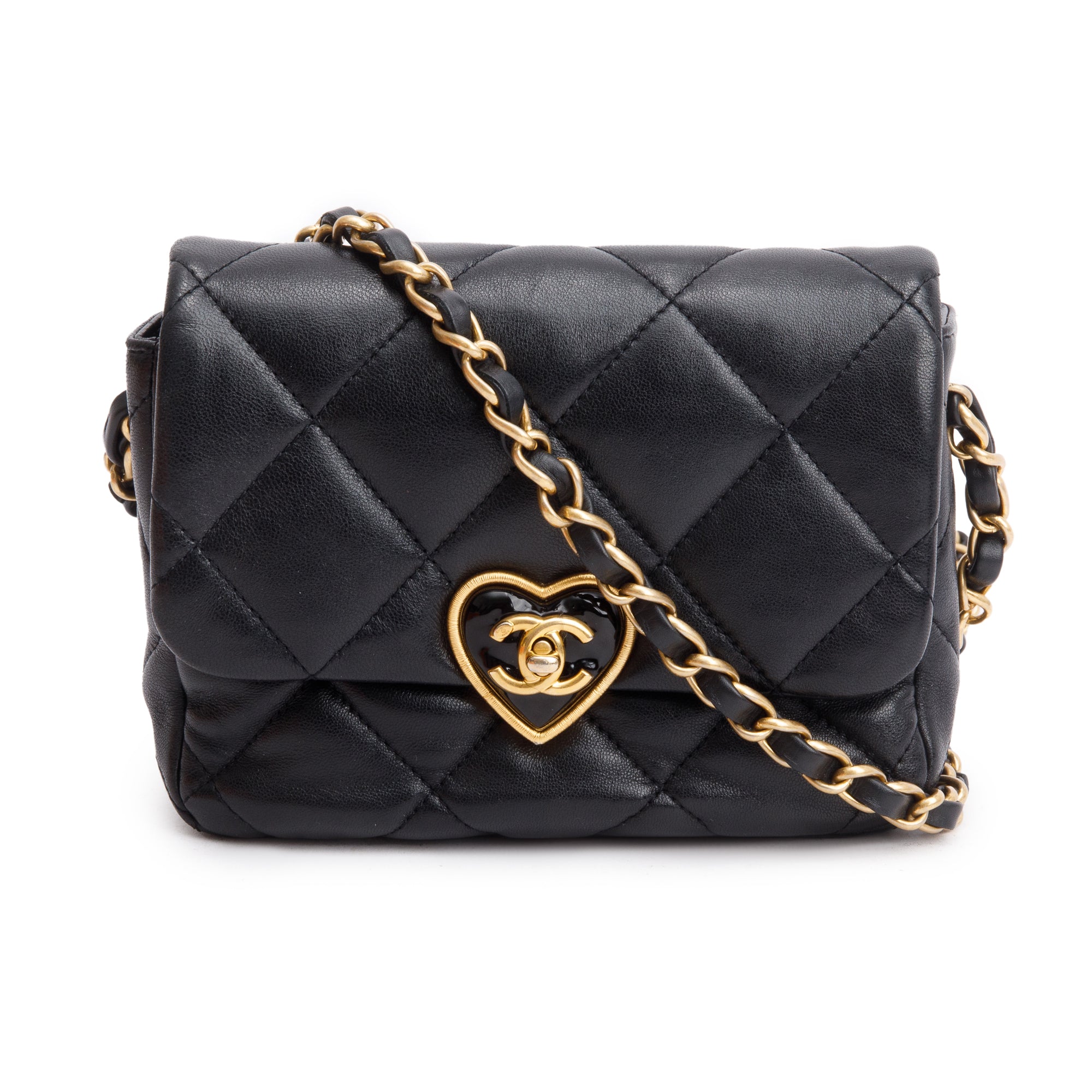 Chanel 2023 Black Quilted Calfskin Leather Coco Love Flap Bag w/ Box & Receipt