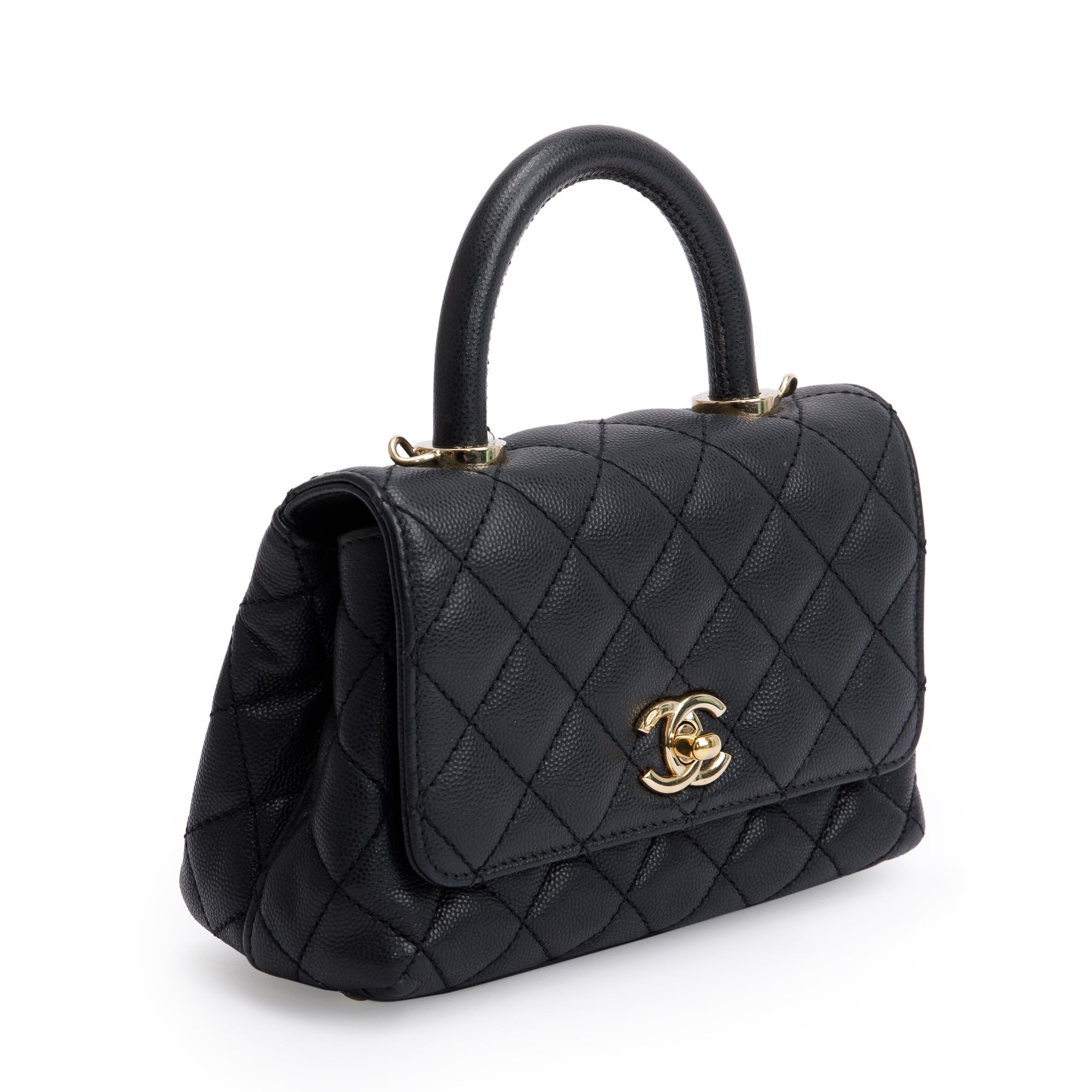 Chanel 2023 Black Quilted Caviar Extra Mini Coco Handle Flap Bag