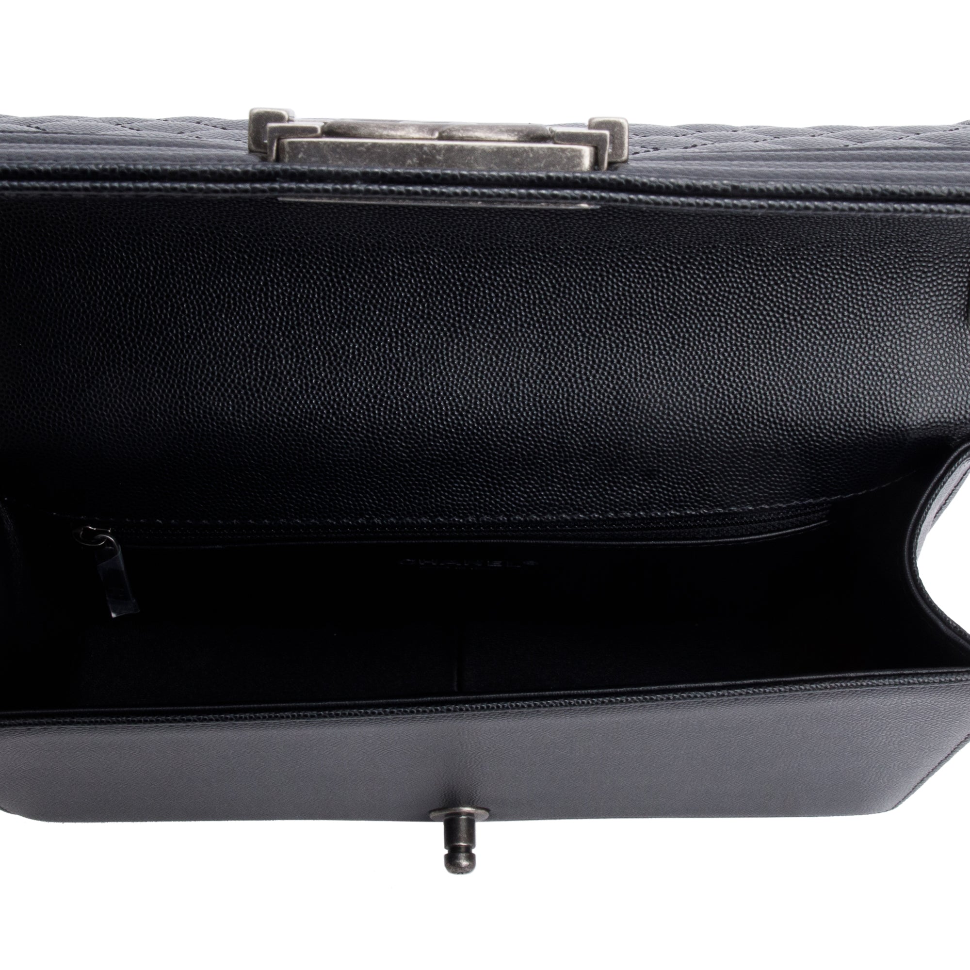 Chanel 2023 Black Quilted Caviar Large Boy Bag w/ Box & Receipt