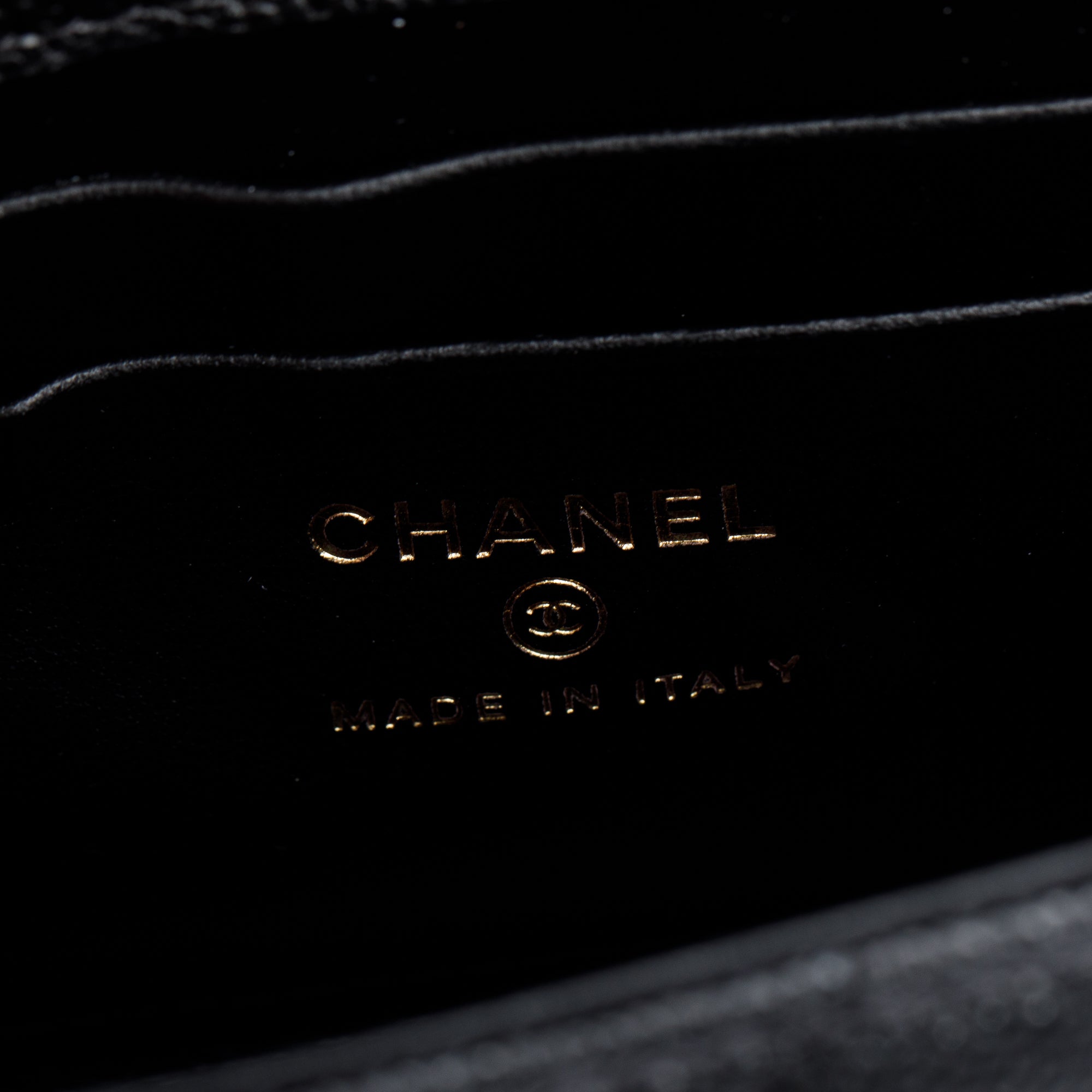 Chanel 2023 Black Quilted Caviar Leather Chain Top Handle on Chain w/ Box