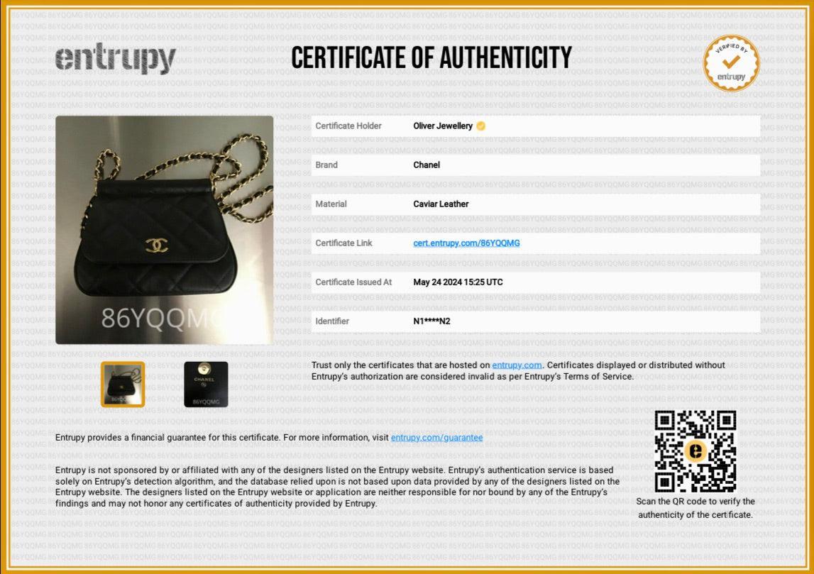 Chanel 2023 Black Quilted Caviar Micro Clutch with Chain w/ Box