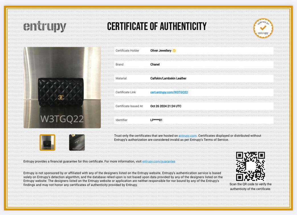 Chanel 2023 Black Quilted Lambskin Leather CC Pearl Crush Classic Wallet on Chain