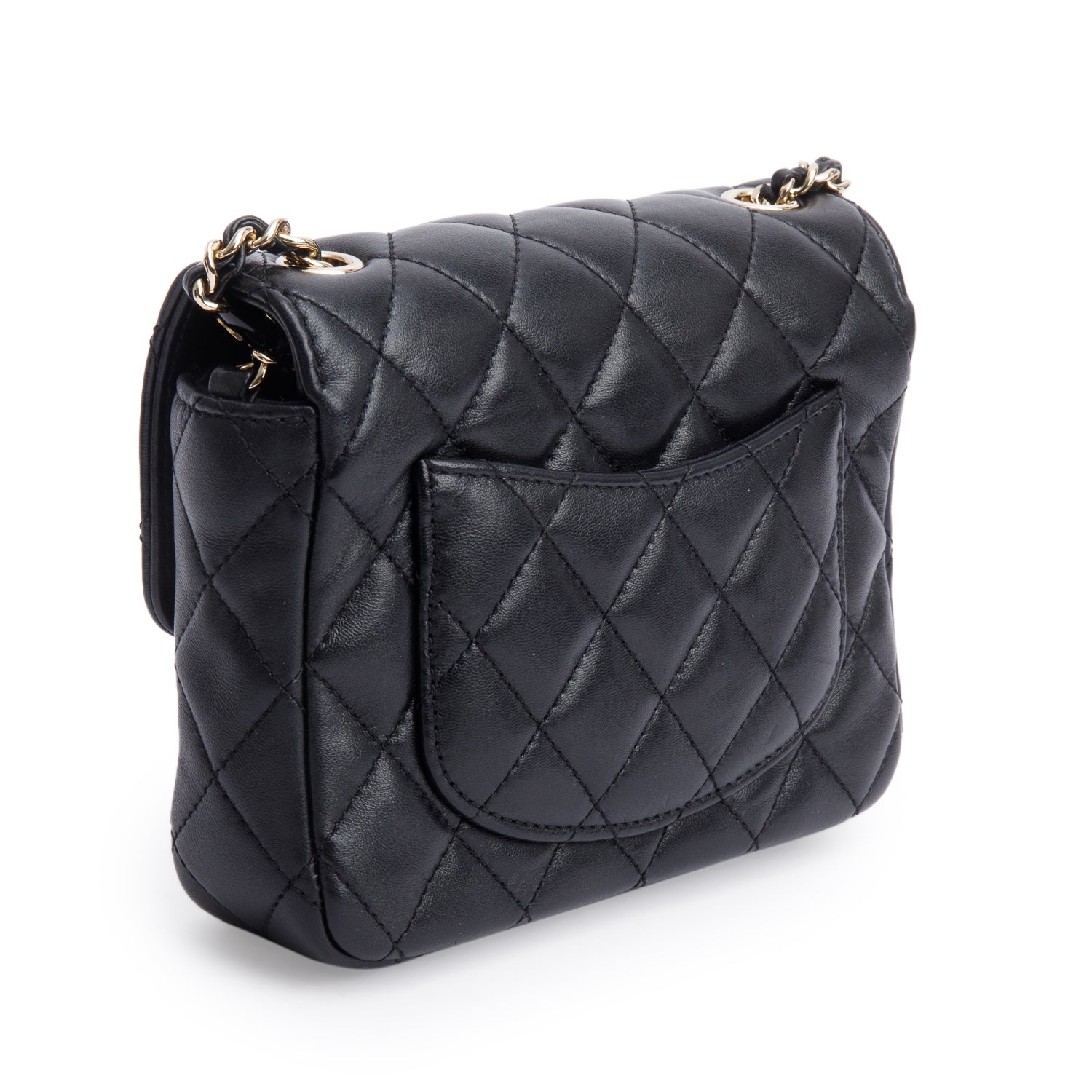 Chanel 2023 Black Quilted Lambskin Leather Candy Heart Square Mini Flap Bag
