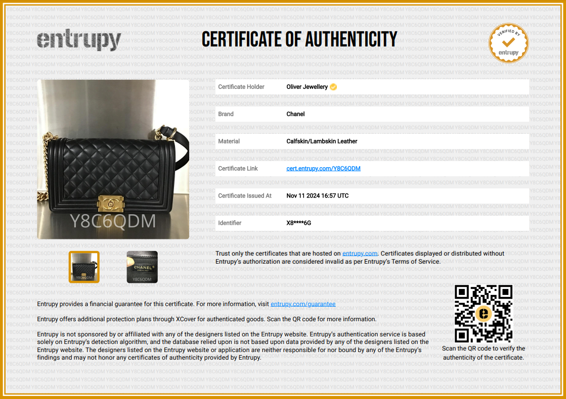 Chanel 2023 Black Quilted Lambskin Leather Medium Boy Bag w/ Box