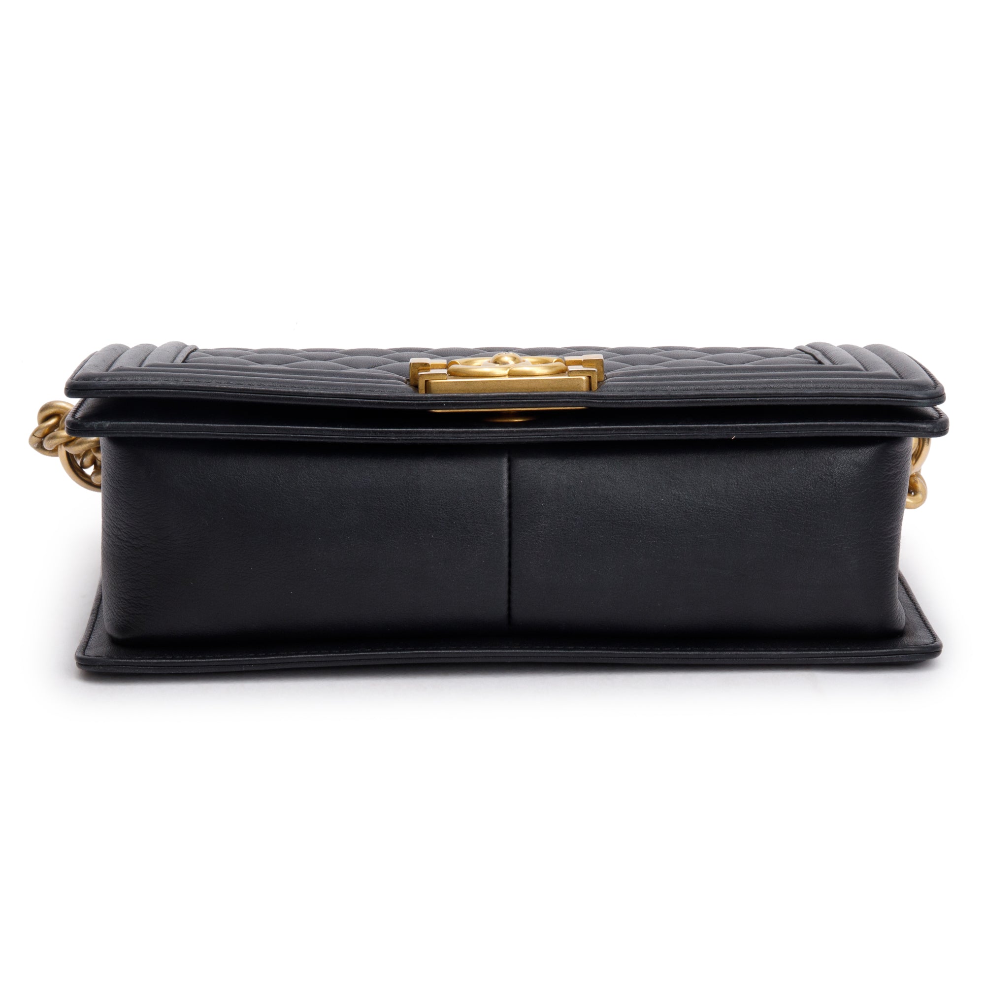 Chanel 2023 Black Quilted Lambskin Leather Medium Boy Bag w/ Box